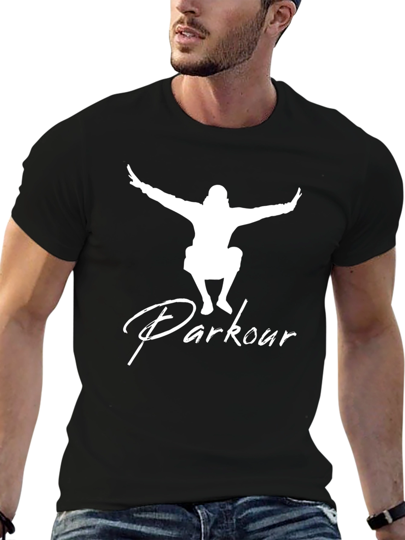 Parkour Graphic T-Shirt Black Streetwear Style