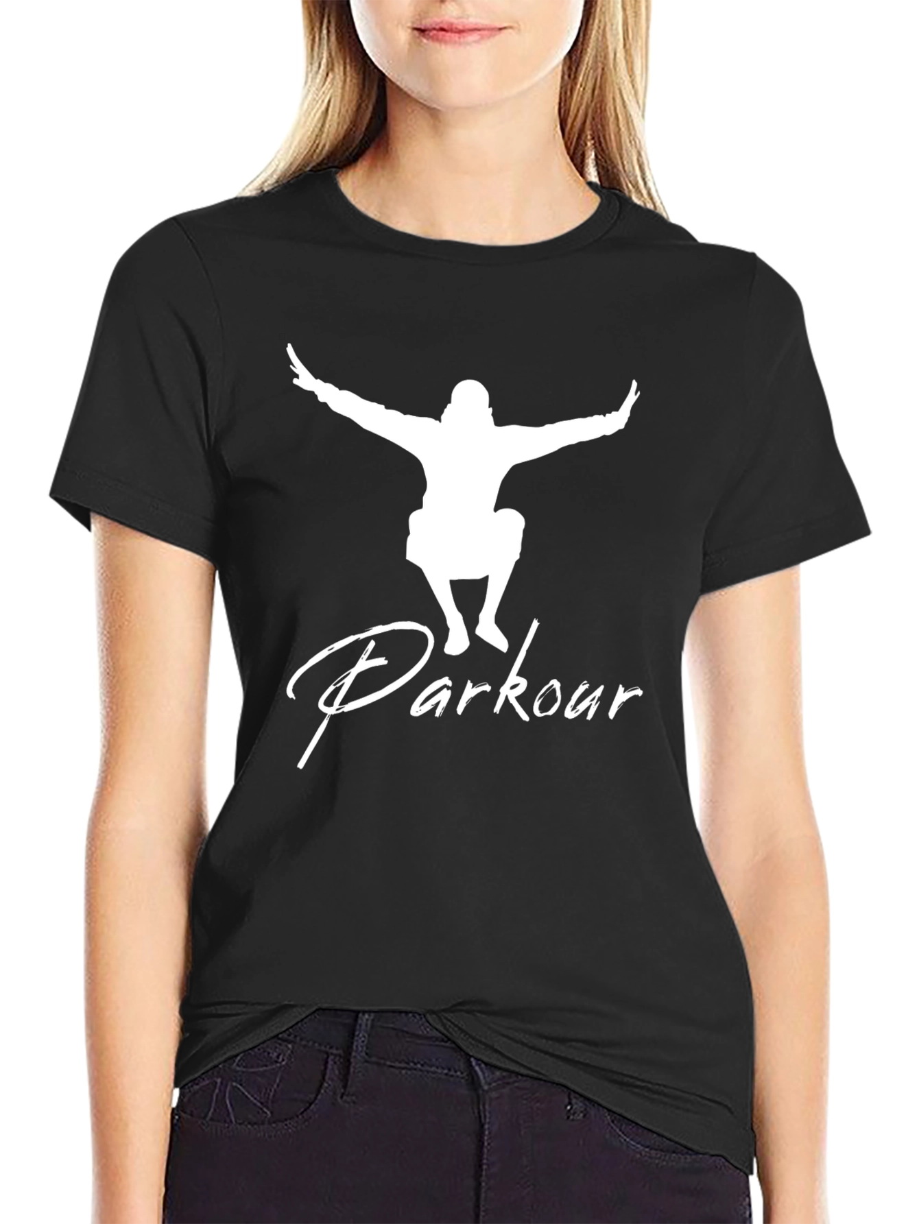 Parkour Graphic T-Shirt Black Streetwear Style