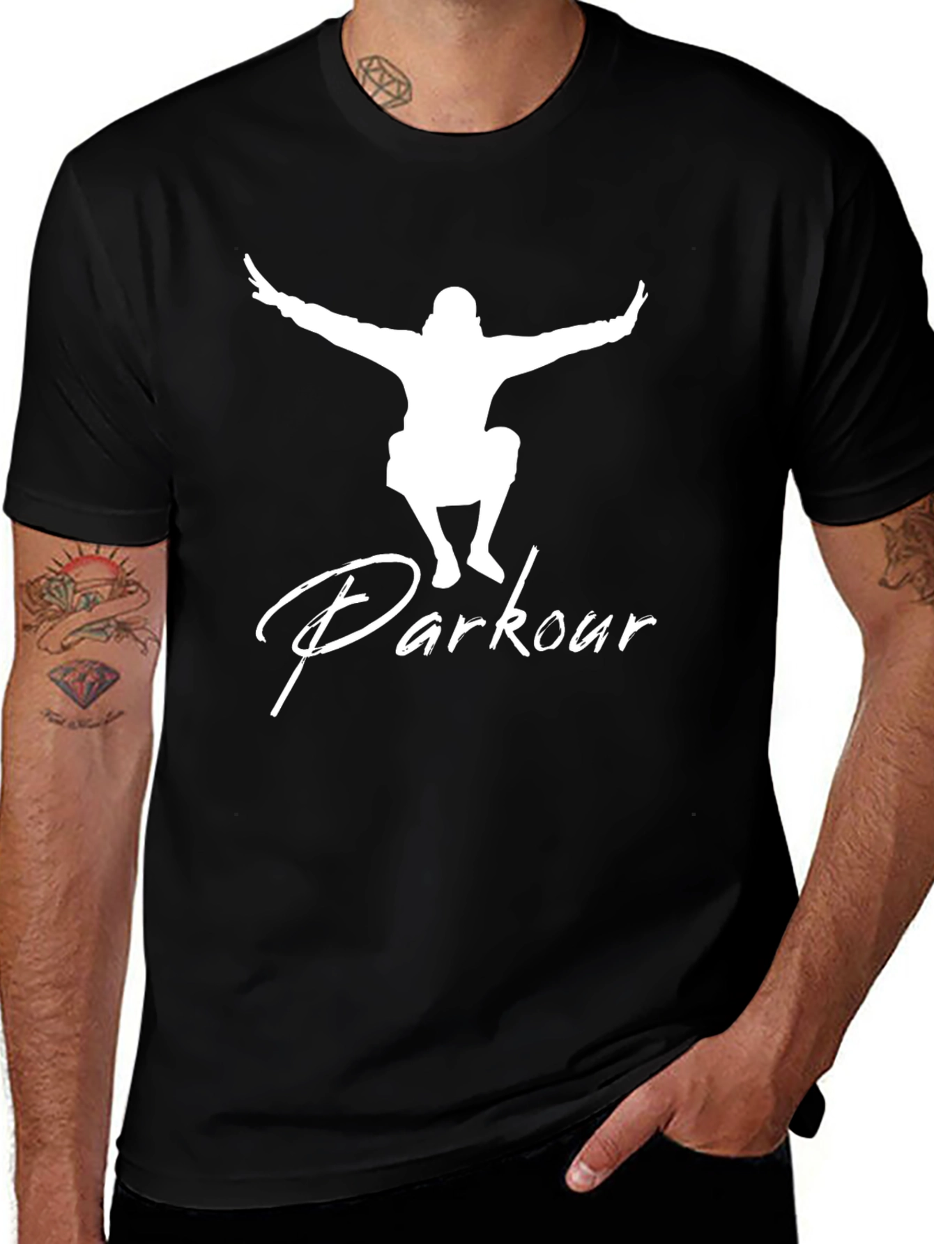 Parkour Graphic T-Shirt Black Streetwear Style