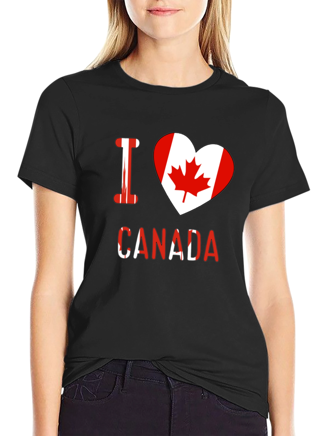 I Heart Canada T-Shirt - Black Crew Neck