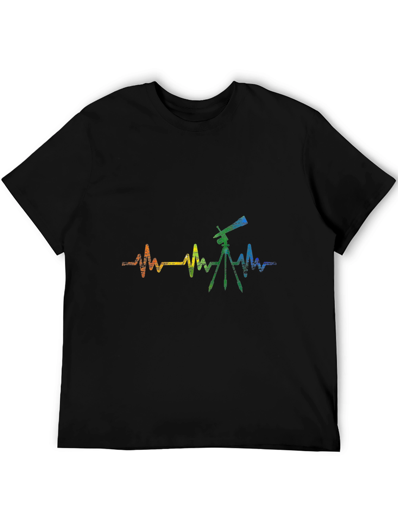 Telescope Heartbeat Graphic Tee - Black Cotton Shirt