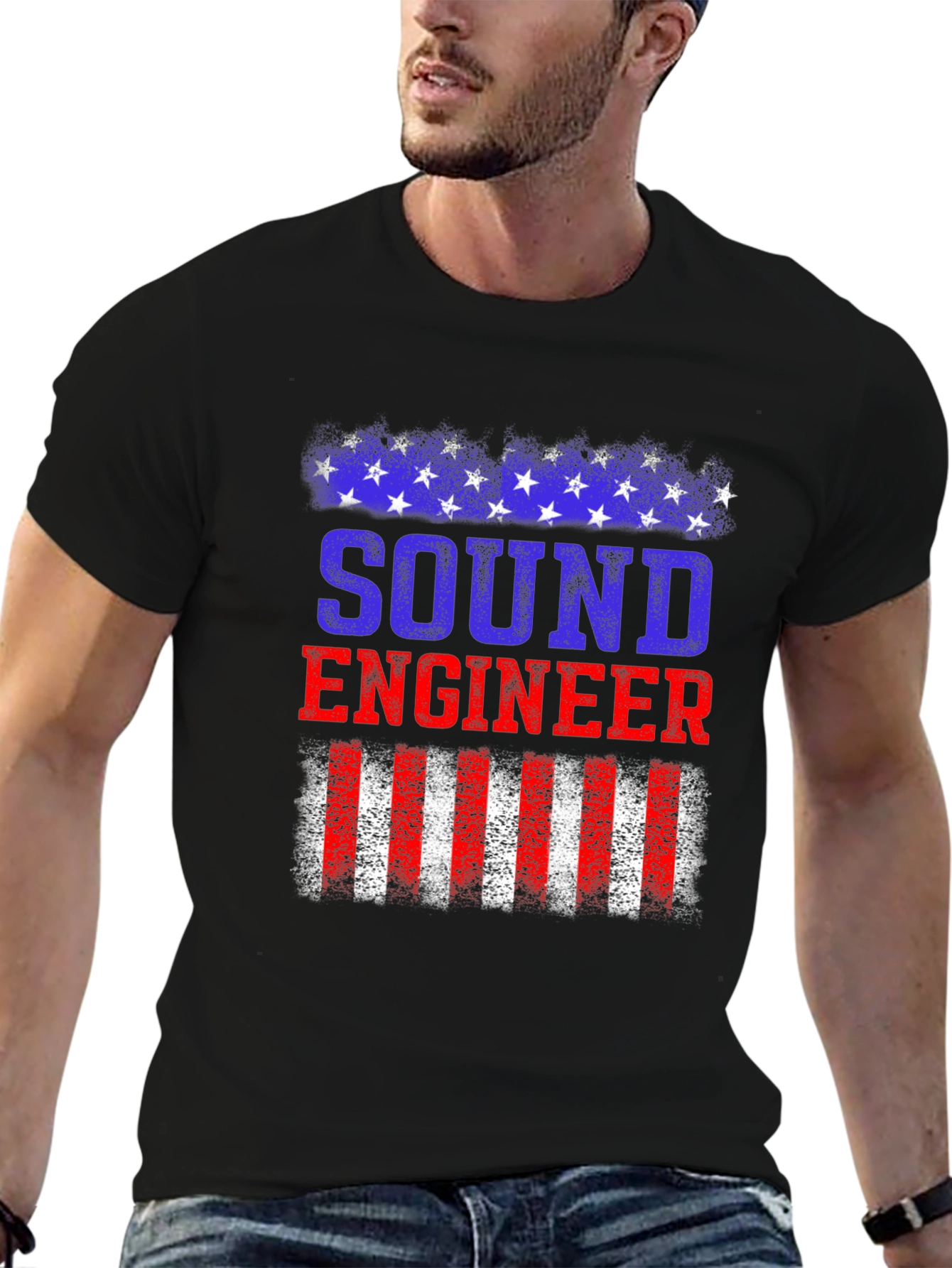 Sound Engineer American Flag Patriotic T-Shirt