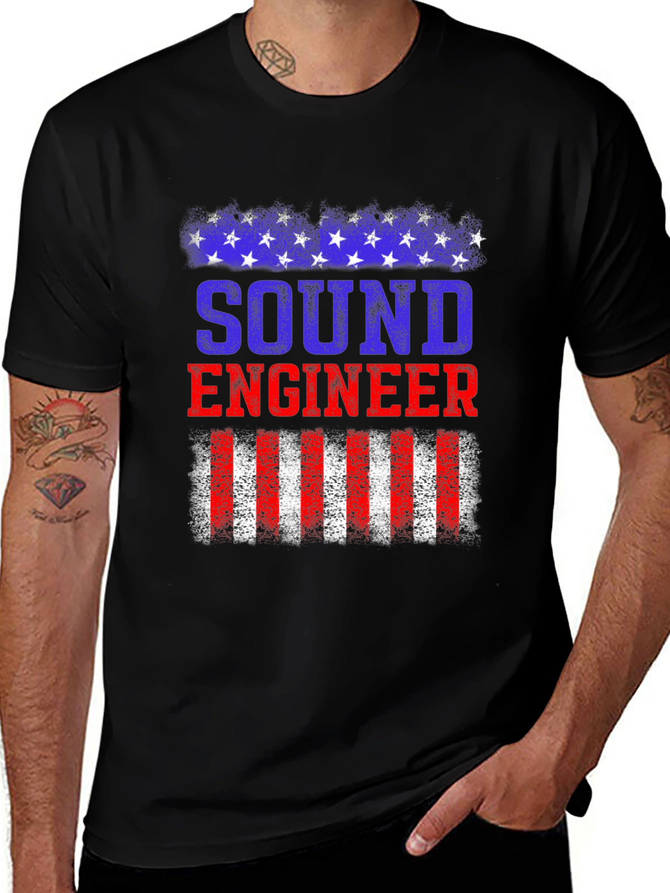 Sound Engineer American Flag Patriotic T-Shirt