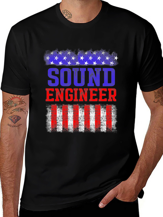 Sound Engineer American Flag Patriotic T-Shirt