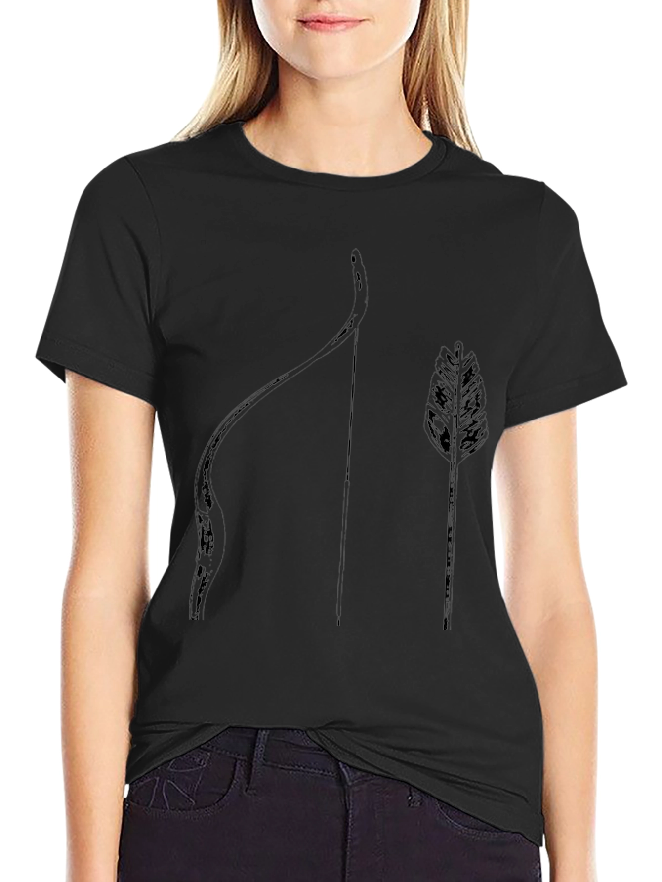 Archery Bow & Arrow Graphic Print Black T-Shirt
