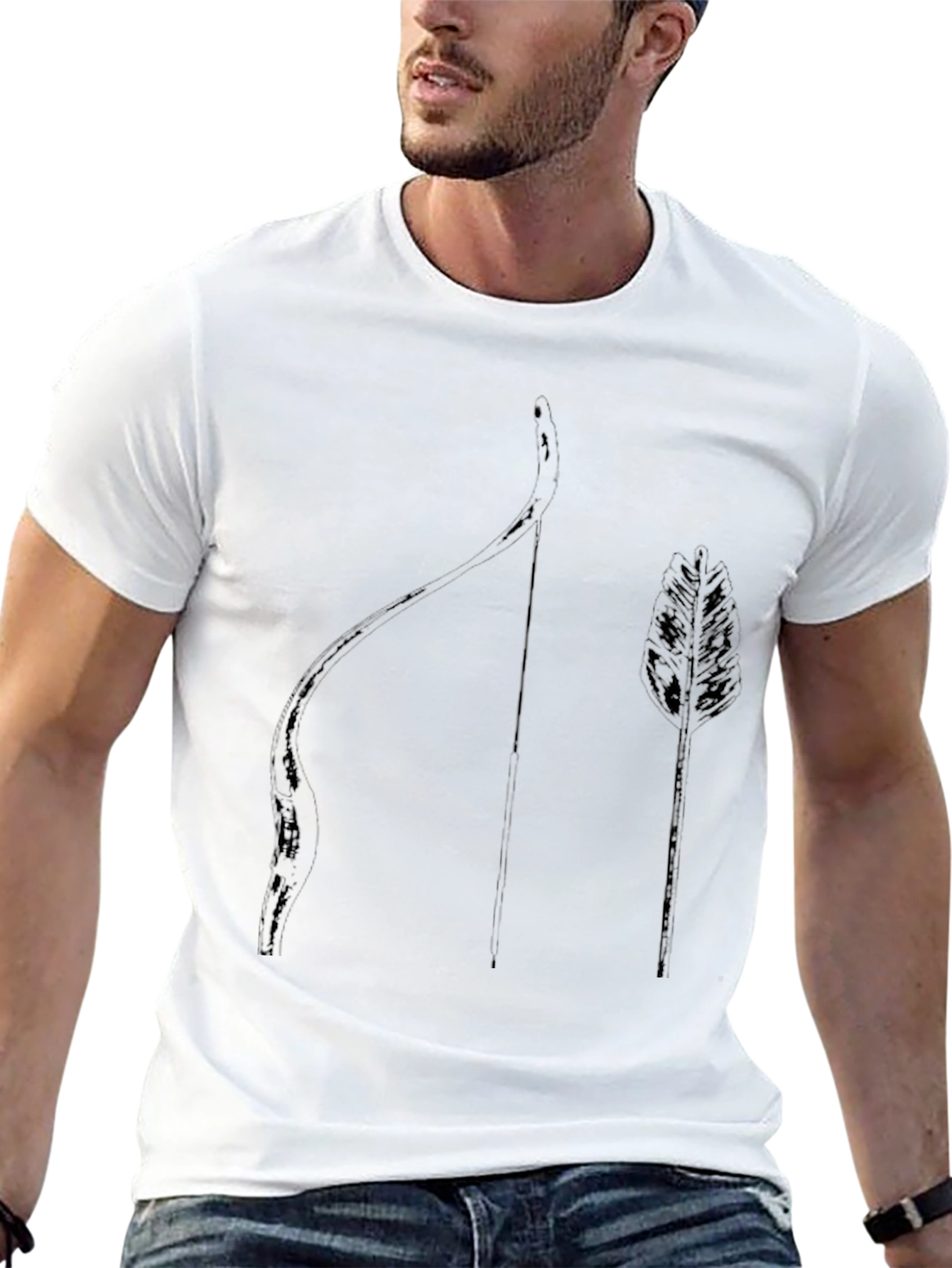 Archery Bow & Arrow Graphic Print Black T-Shirt