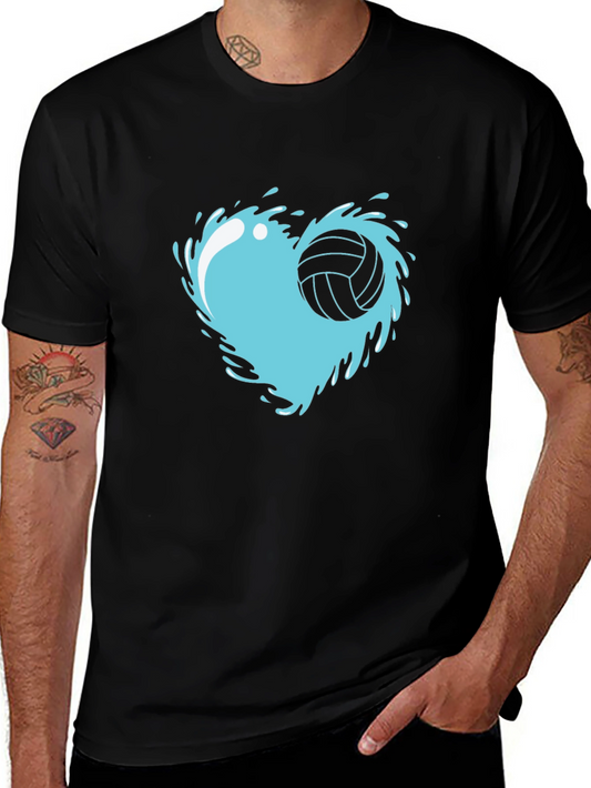 Volleyball Heart Splash Black T-Shirt