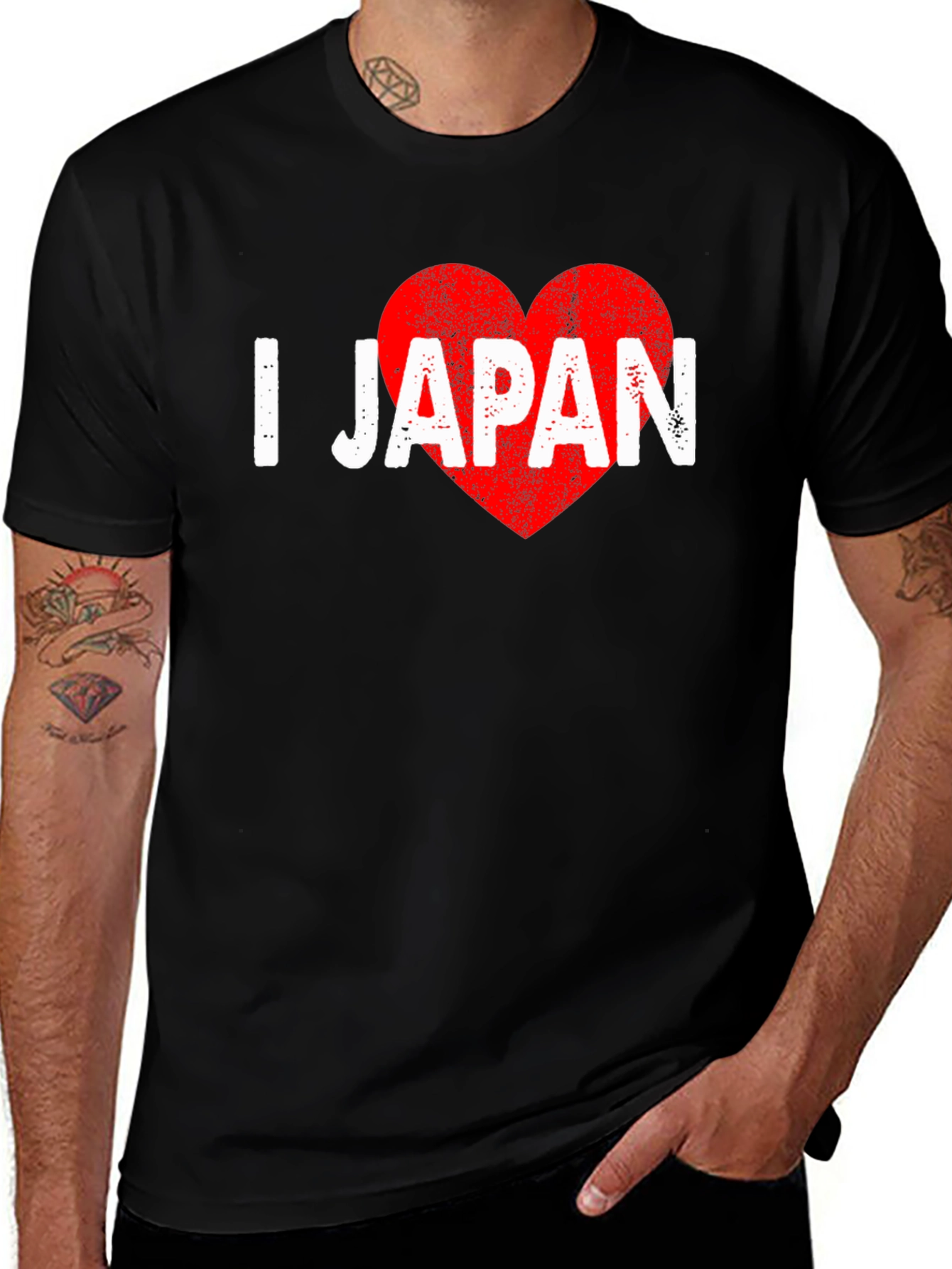 I Heart Japan T-Shirt - Black Distressed Print