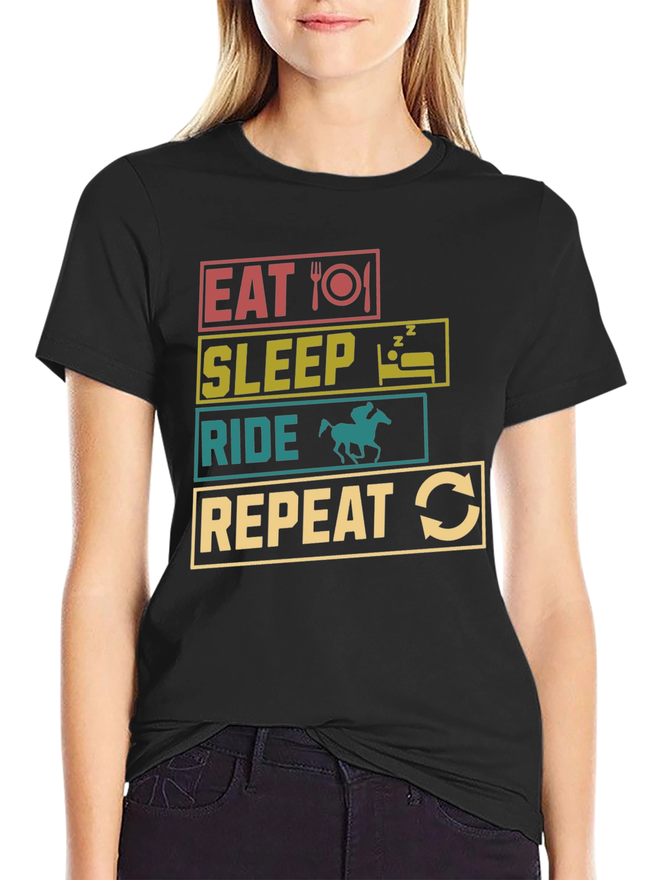 Eat Sleep Ride Repeat T-Shirt - Equestrian Life Tee