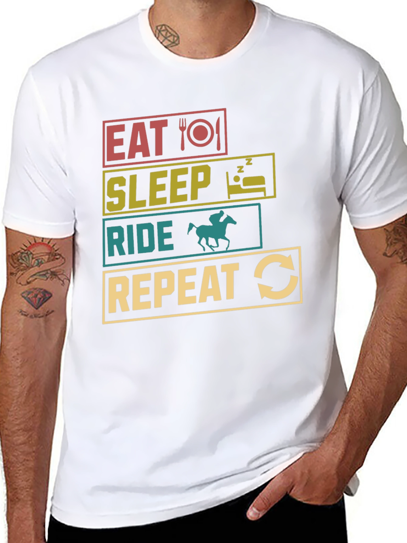 Eat Sleep Ride Repeat T-Shirt - Equestrian Life Tee