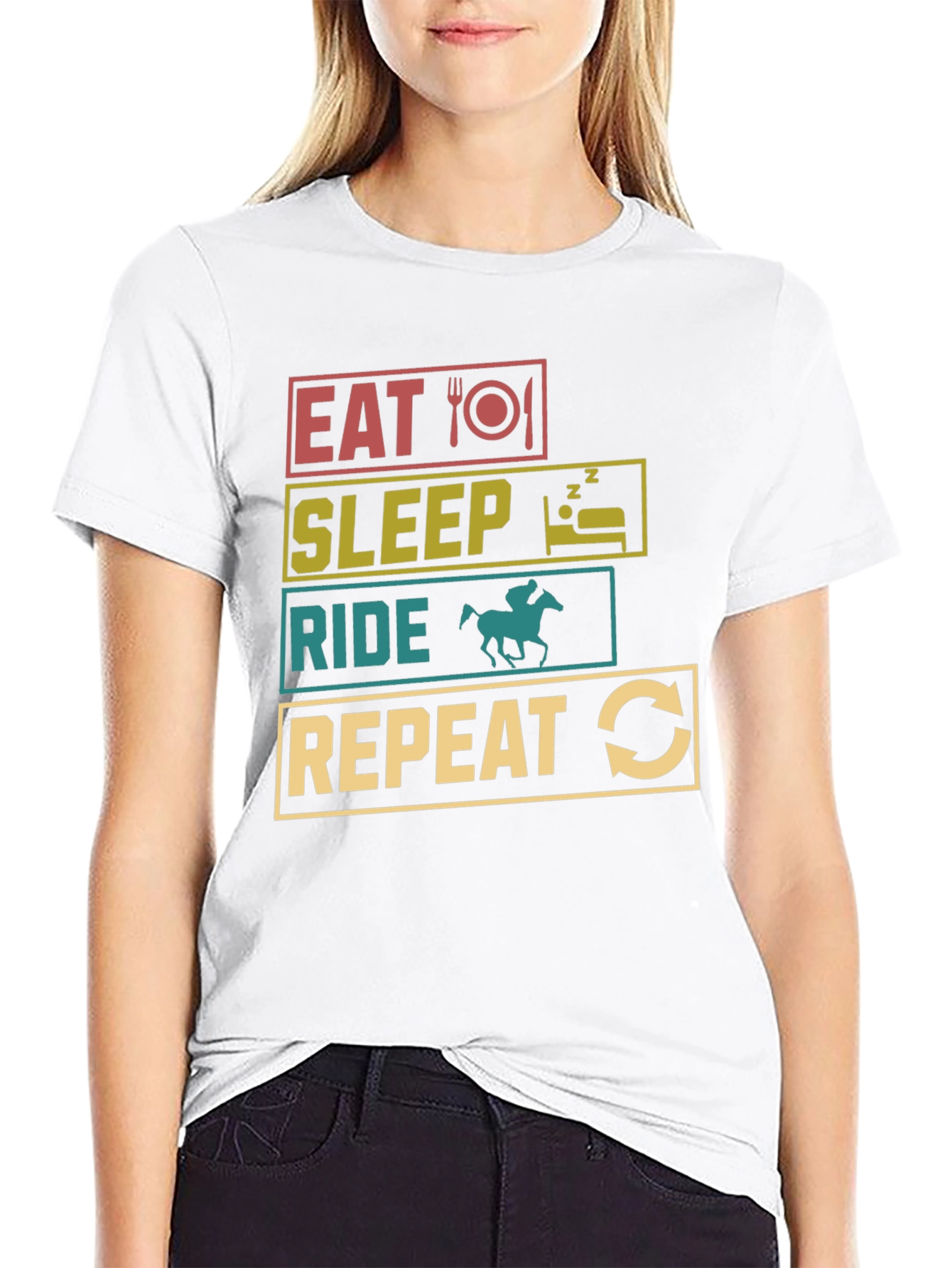 Eat Sleep Ride Repeat T-Shirt - Equestrian Life Tee