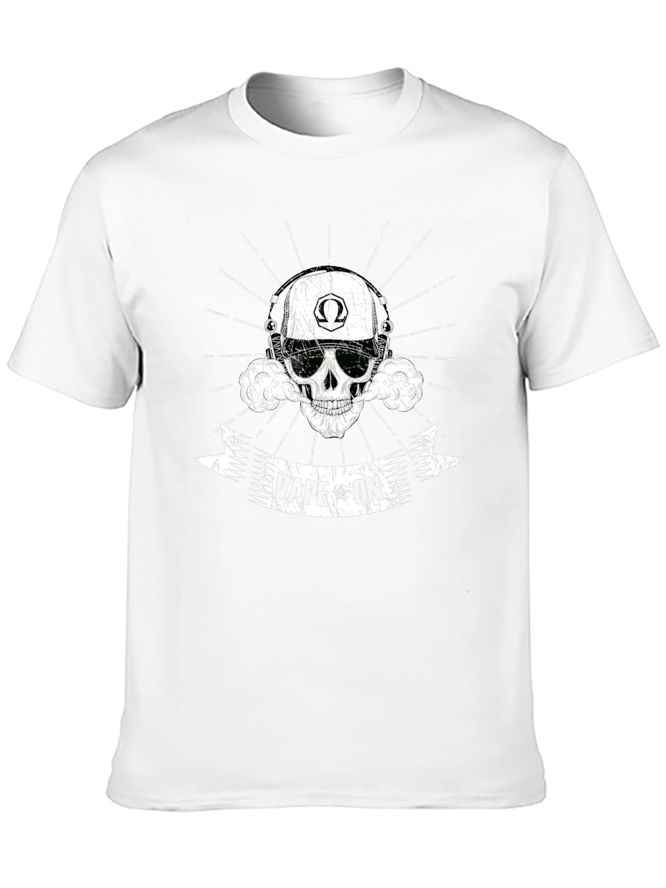 Vape On Skull Graphic T-Shirt - Black Cotton Tee