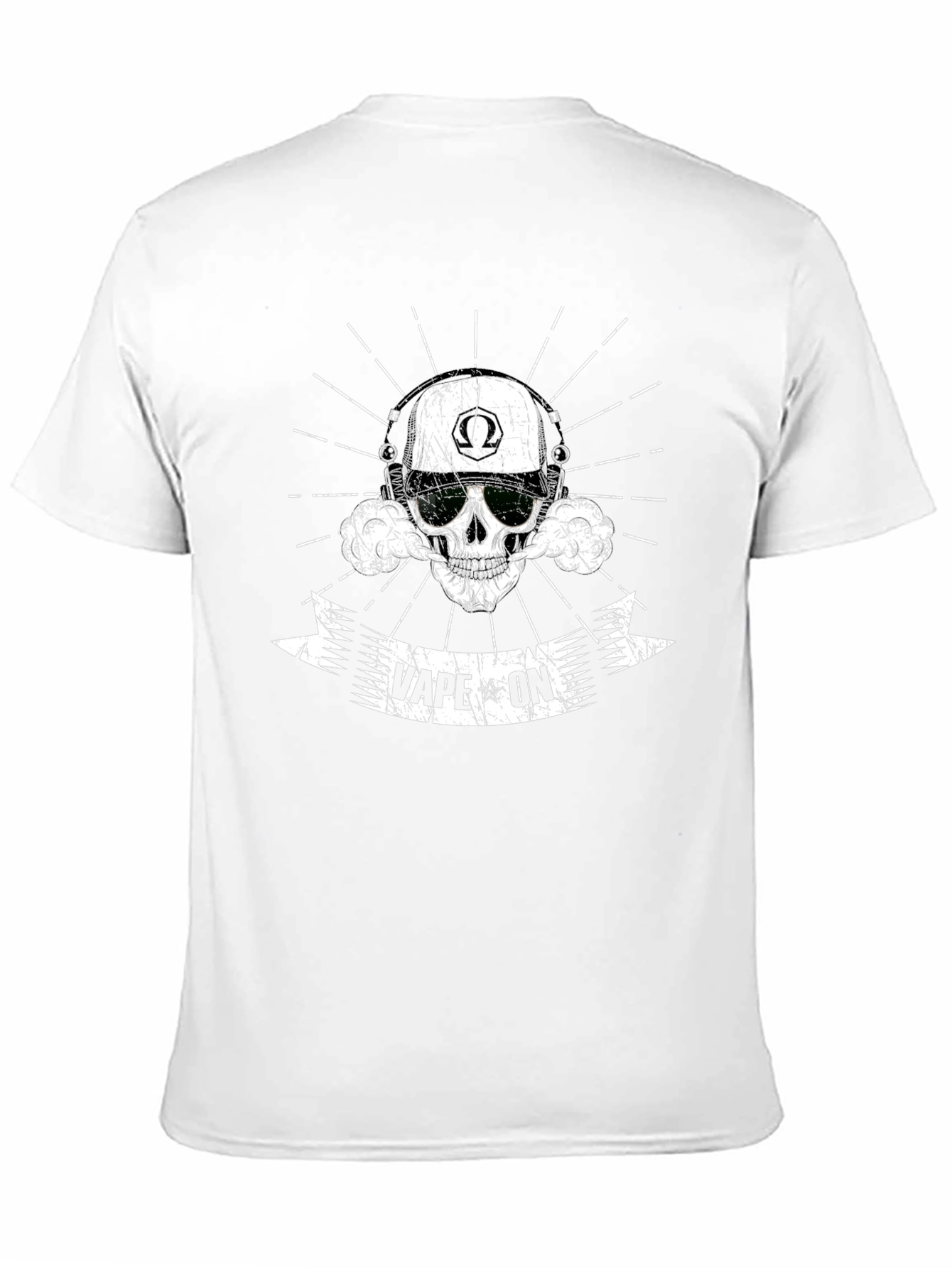 Vape On Skull Graphic T-Shirt - Black Cotton Tee
