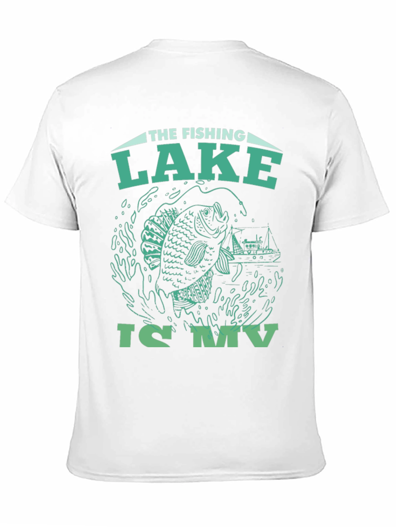 Fishing Lake Graphic Tee - Black Cotton T-Shirt