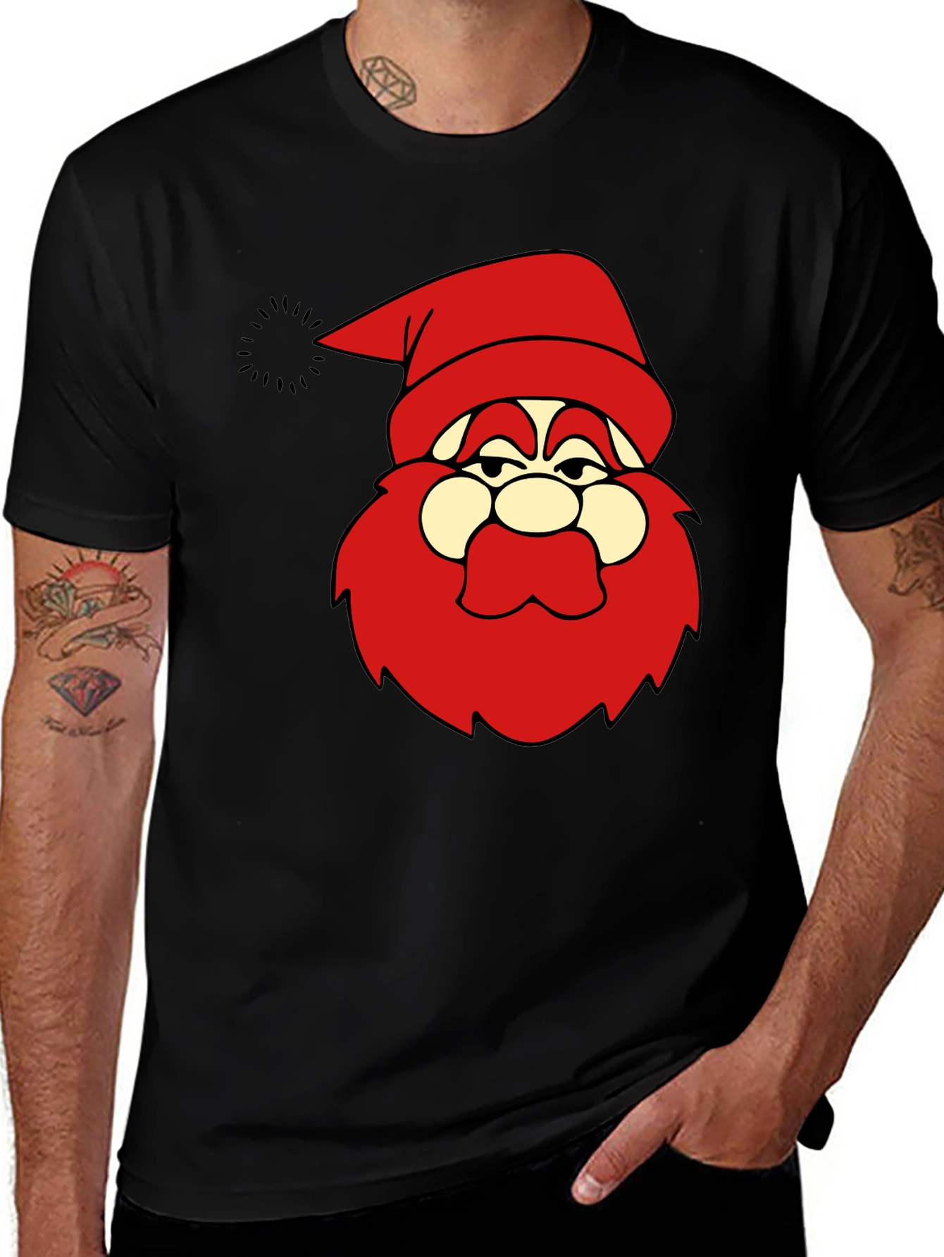 Funny Santa Graphic Black T-Shirt