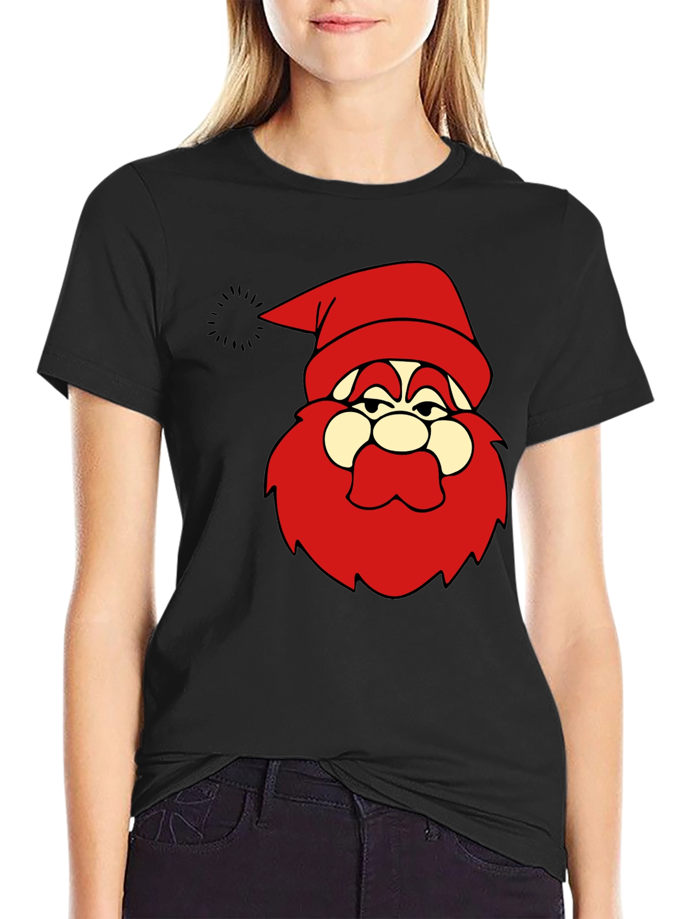 Funny Santa Graphic Black T-Shirt