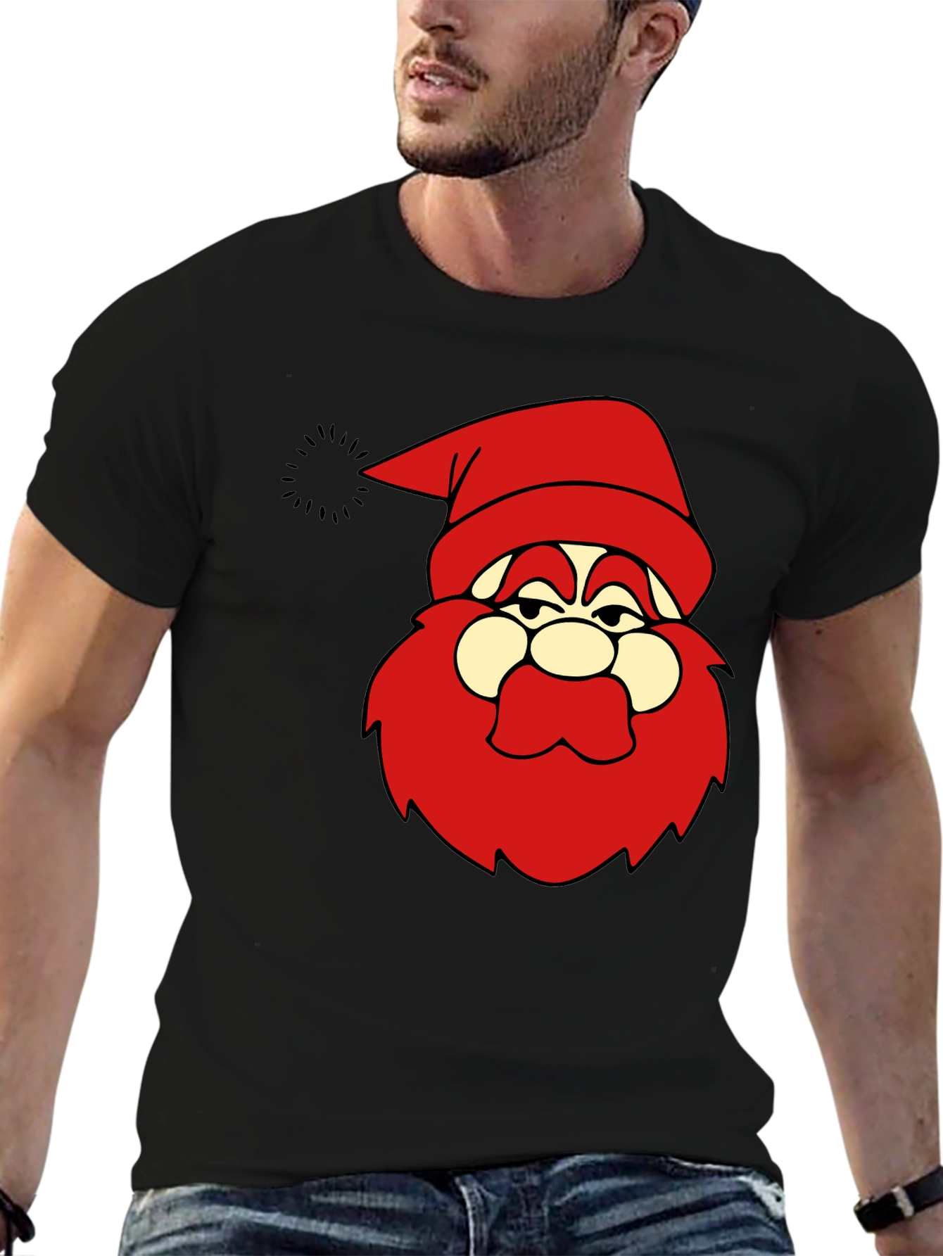 Funny Santa Graphic Black T-Shirt