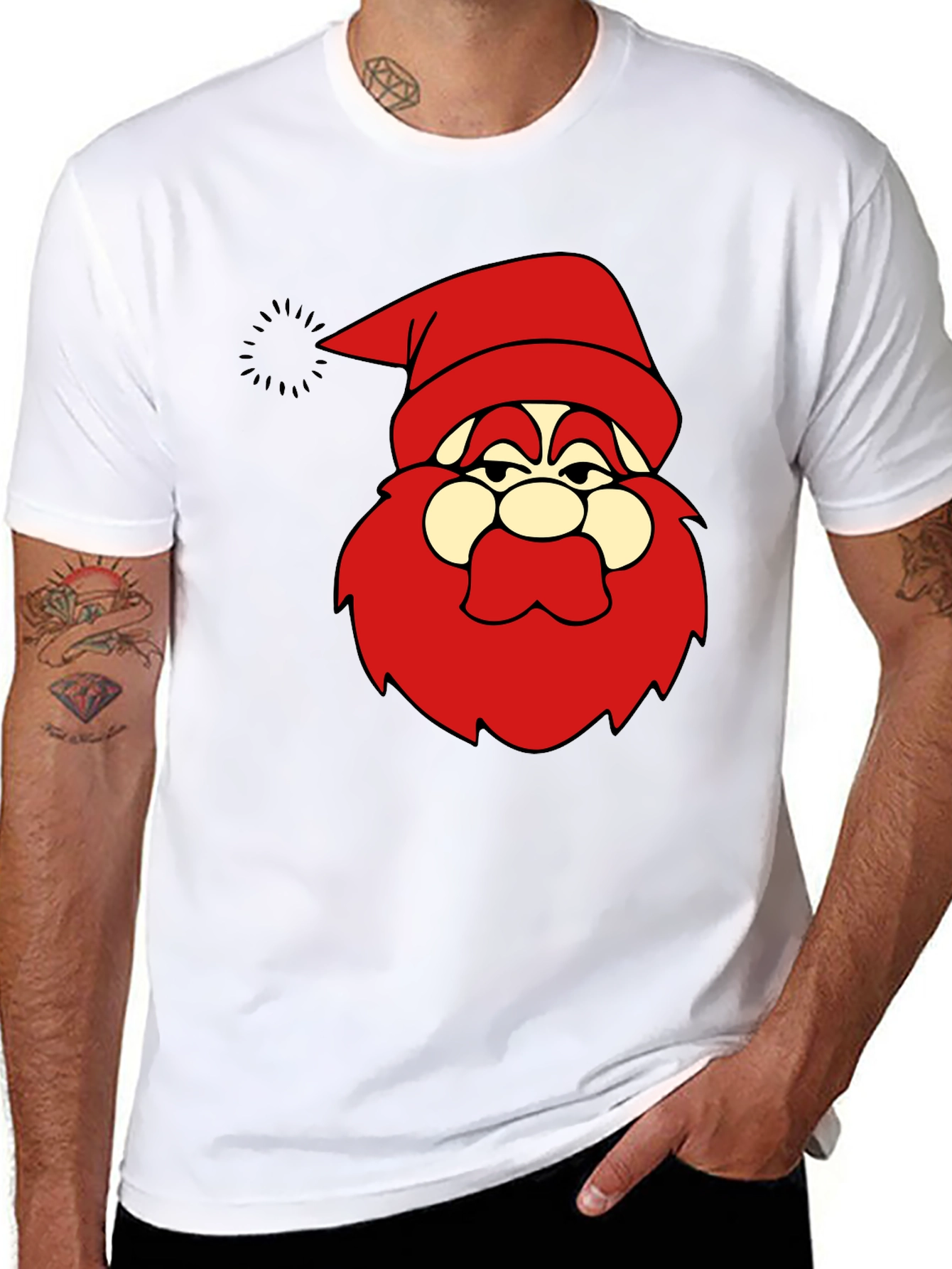 Funny Santa Graphic Black T-Shirt