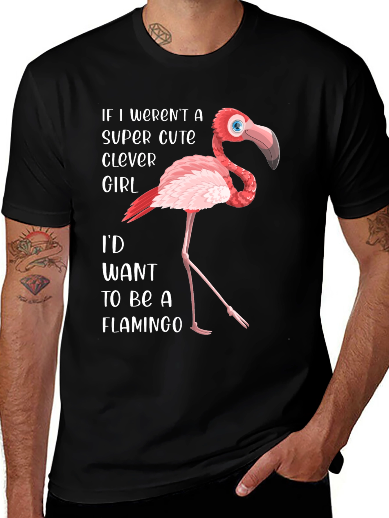 Clever Cute Girl Flamingo Graphic T-Shirt