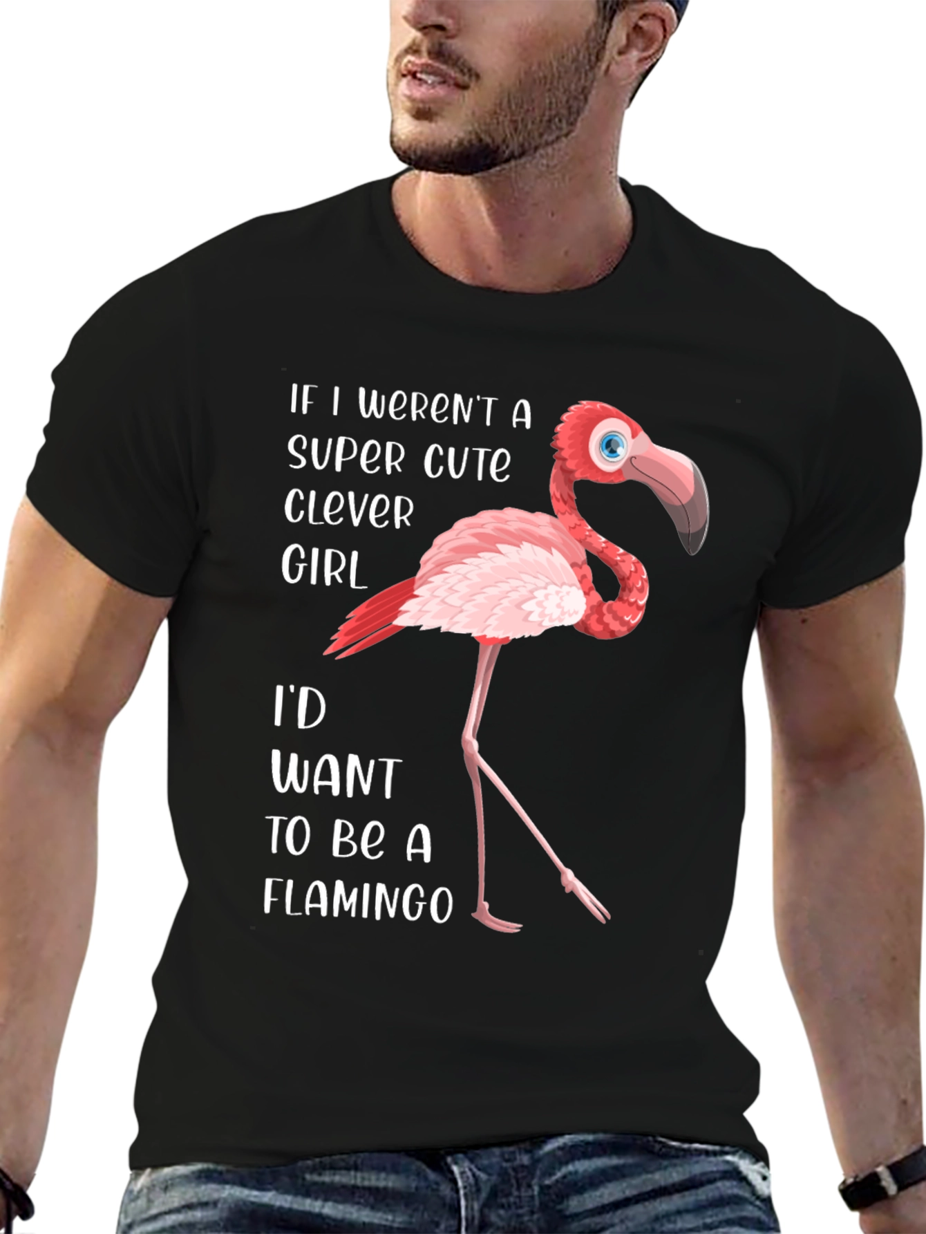 Clever Cute Girl Flamingo Graphic T-Shirt