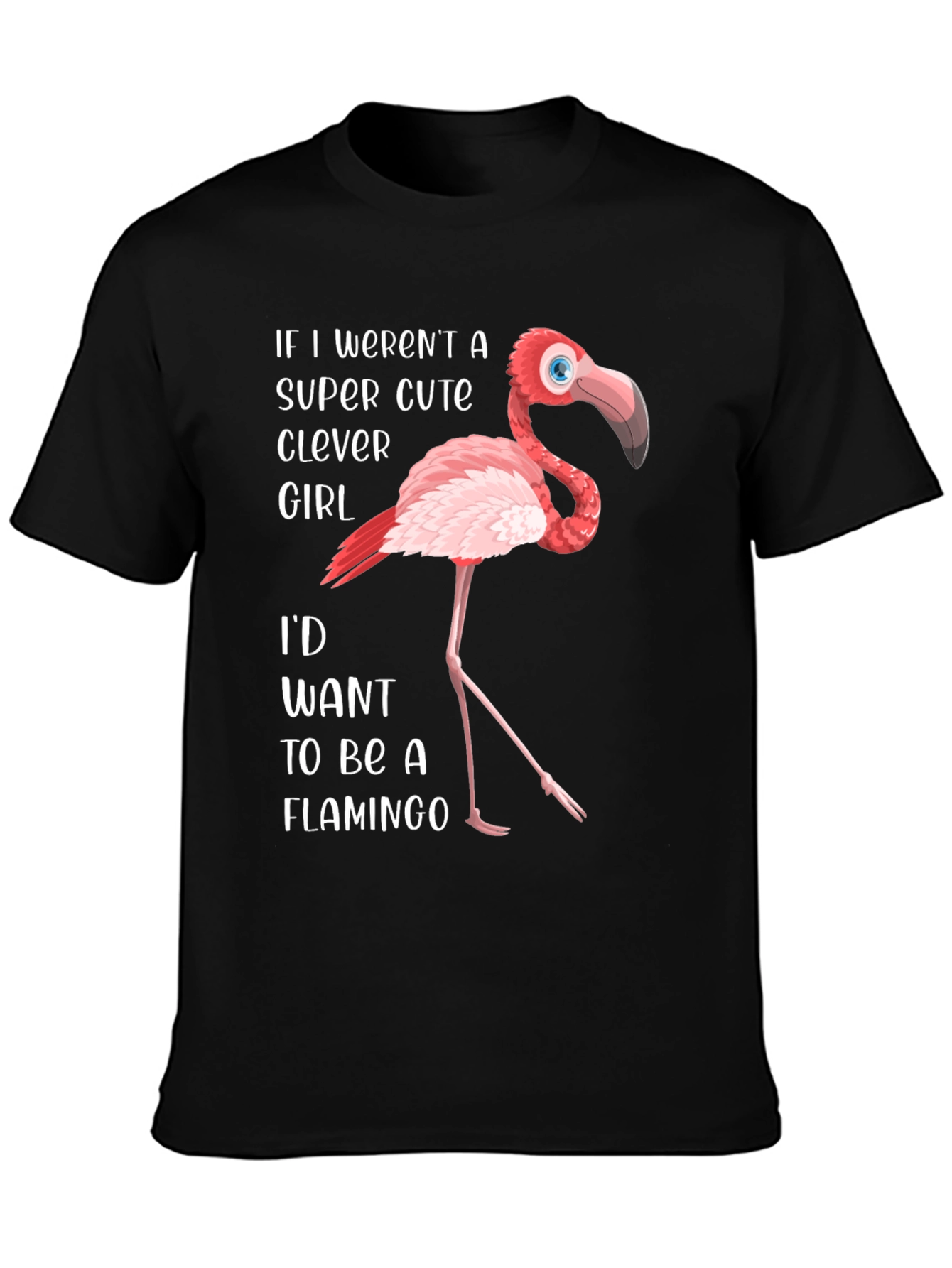 Clever Cute Girl Flamingo Graphic T-Shirt