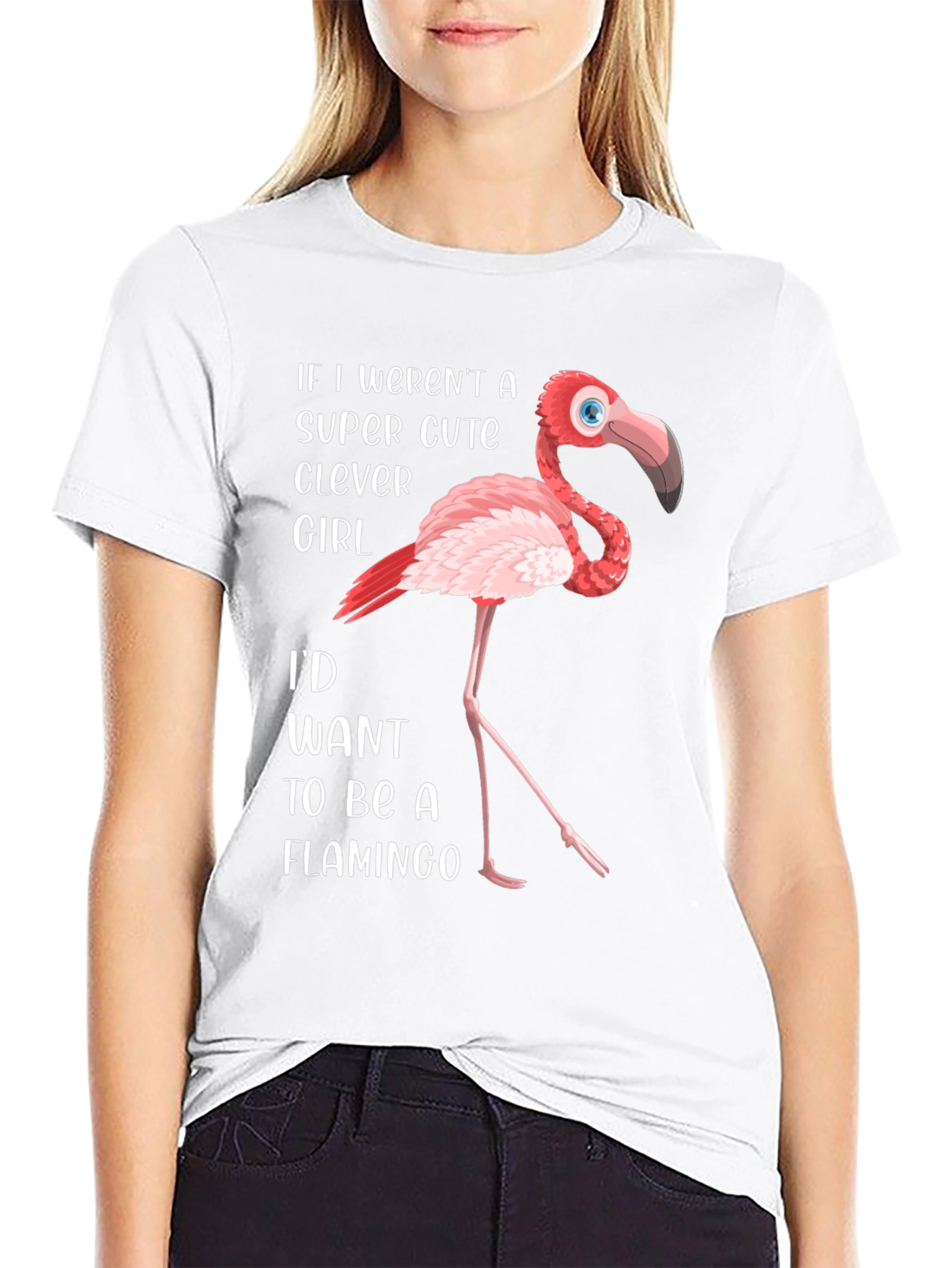 Clever Cute Girl Flamingo Graphic T-Shirt