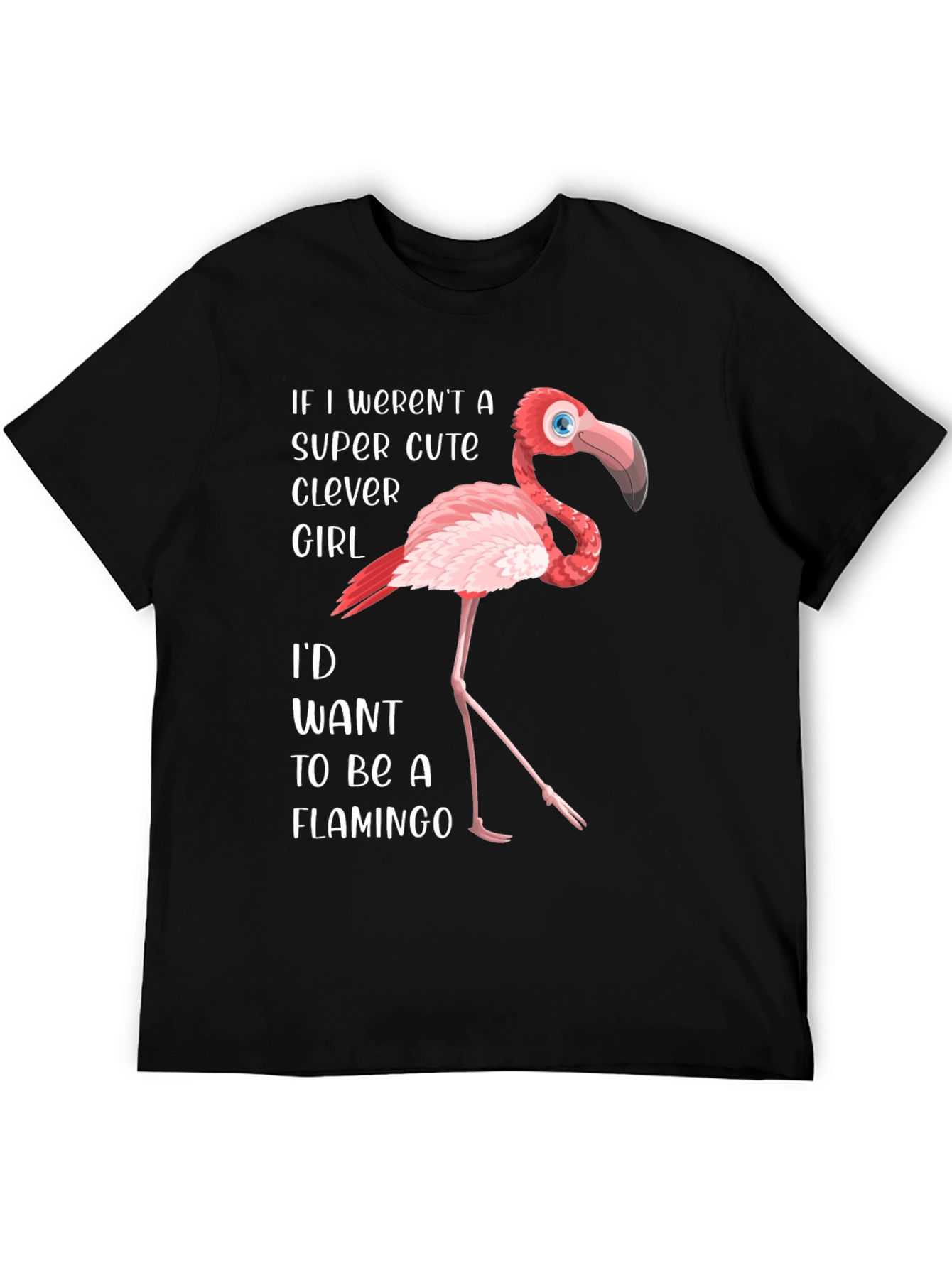 Clever Cute Girl Flamingo Graphic T-Shirt