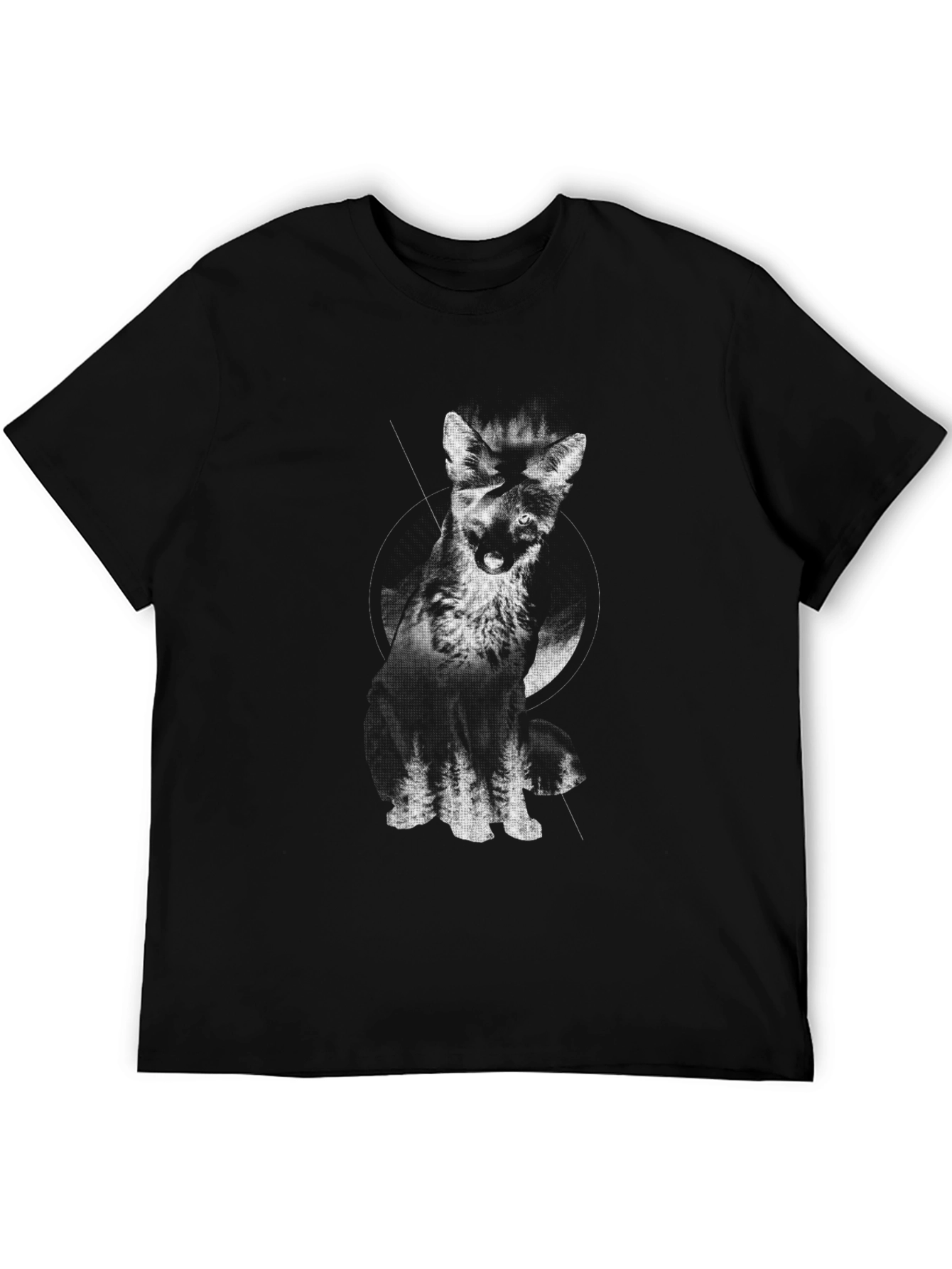 Monochrome Wolf Graphic Tee - Stylish Black T-Shirt