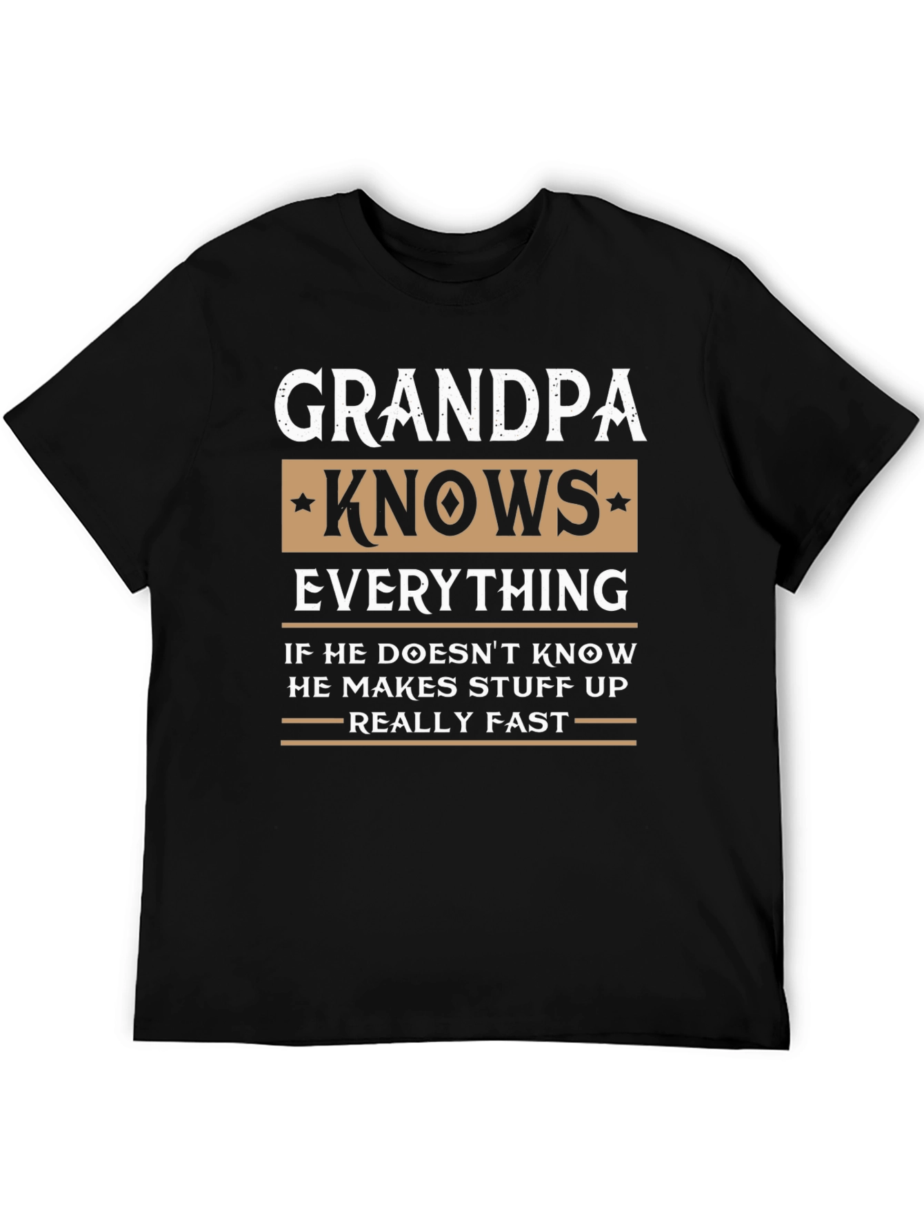Grandpa Knows Everything Black T-Shirt