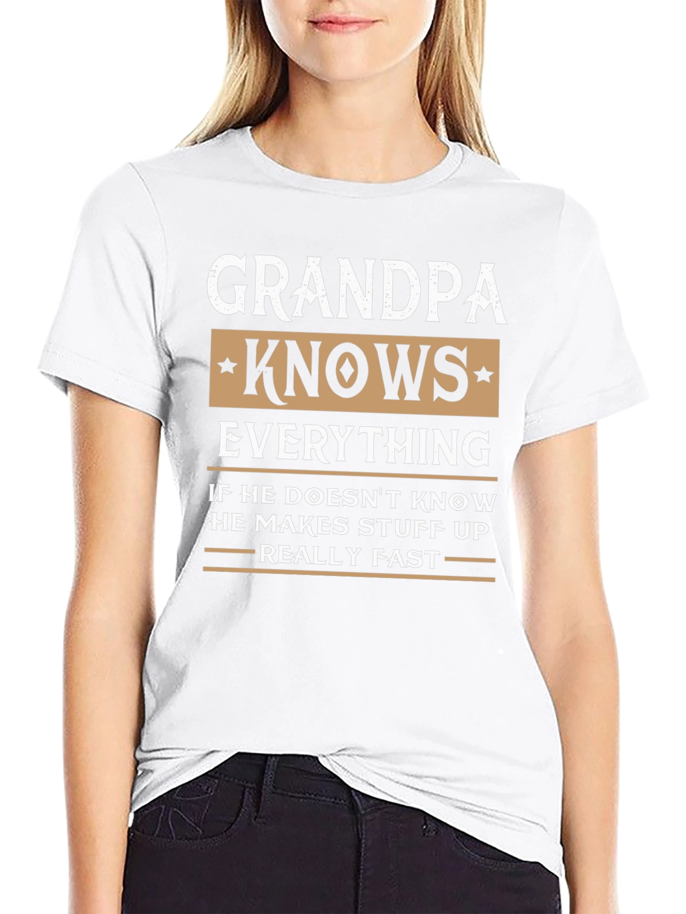 Grandpa Knows Everything Black T-Shirt