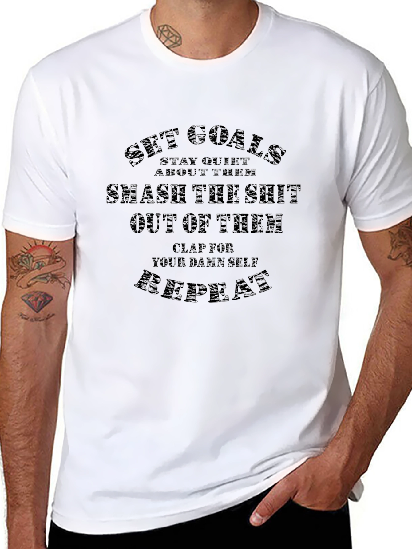 Motivational T-Shirt: Set Goals Smash Repeat