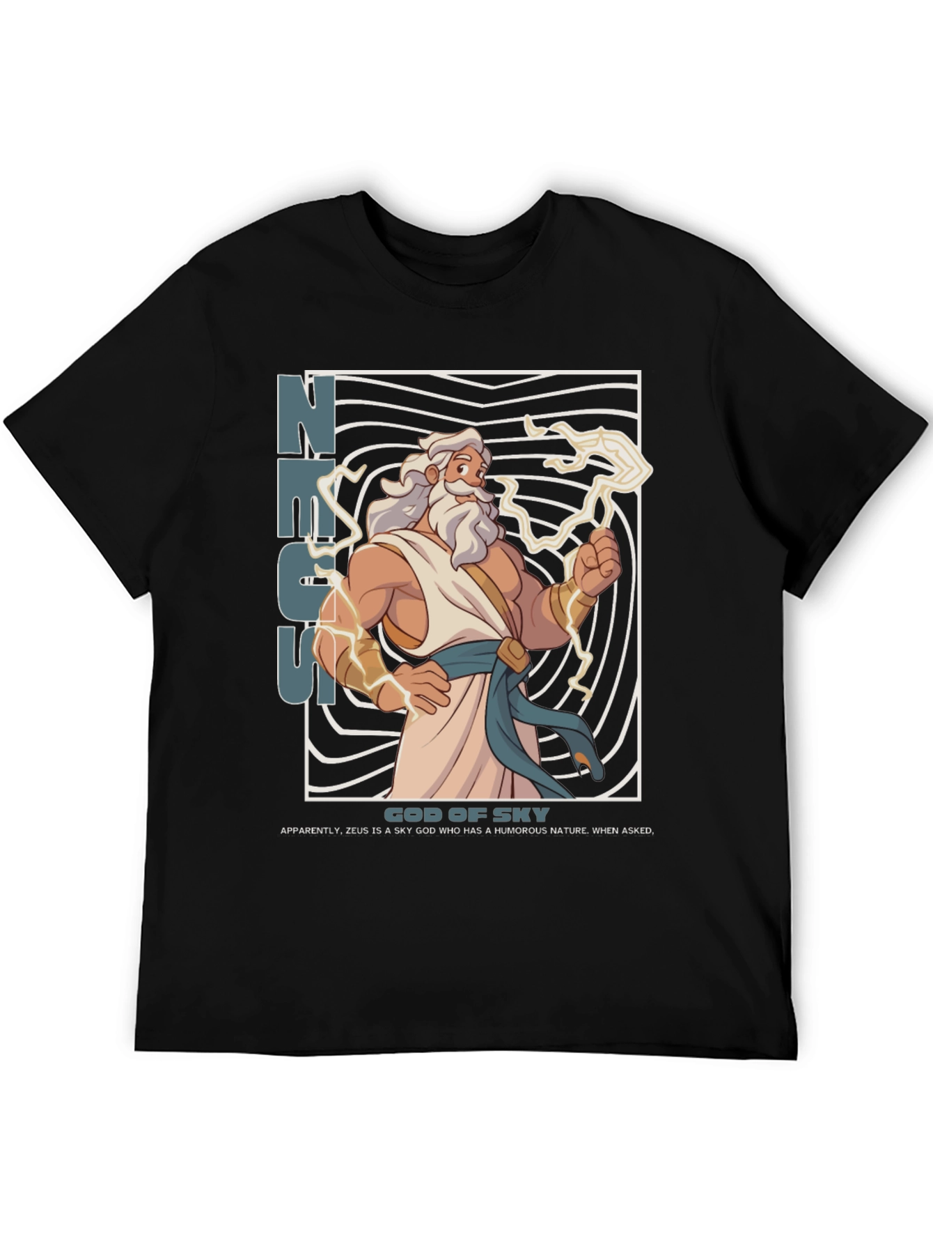 Zeus God of Sky Graphic T-Shirt - Black
