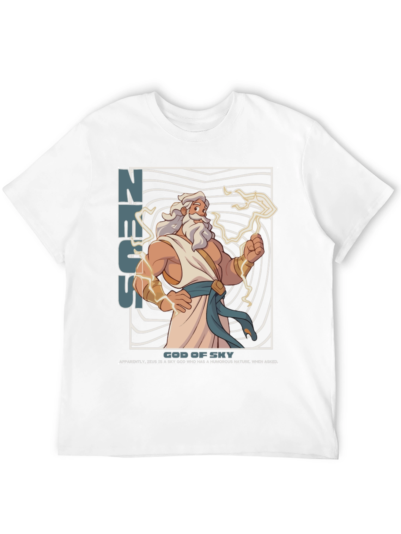 Zeus God of Sky Graphic T-Shirt - Black