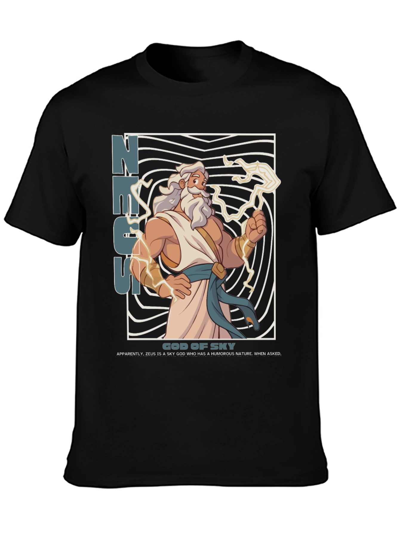 Zeus God of Sky Graphic T-Shirt - Black