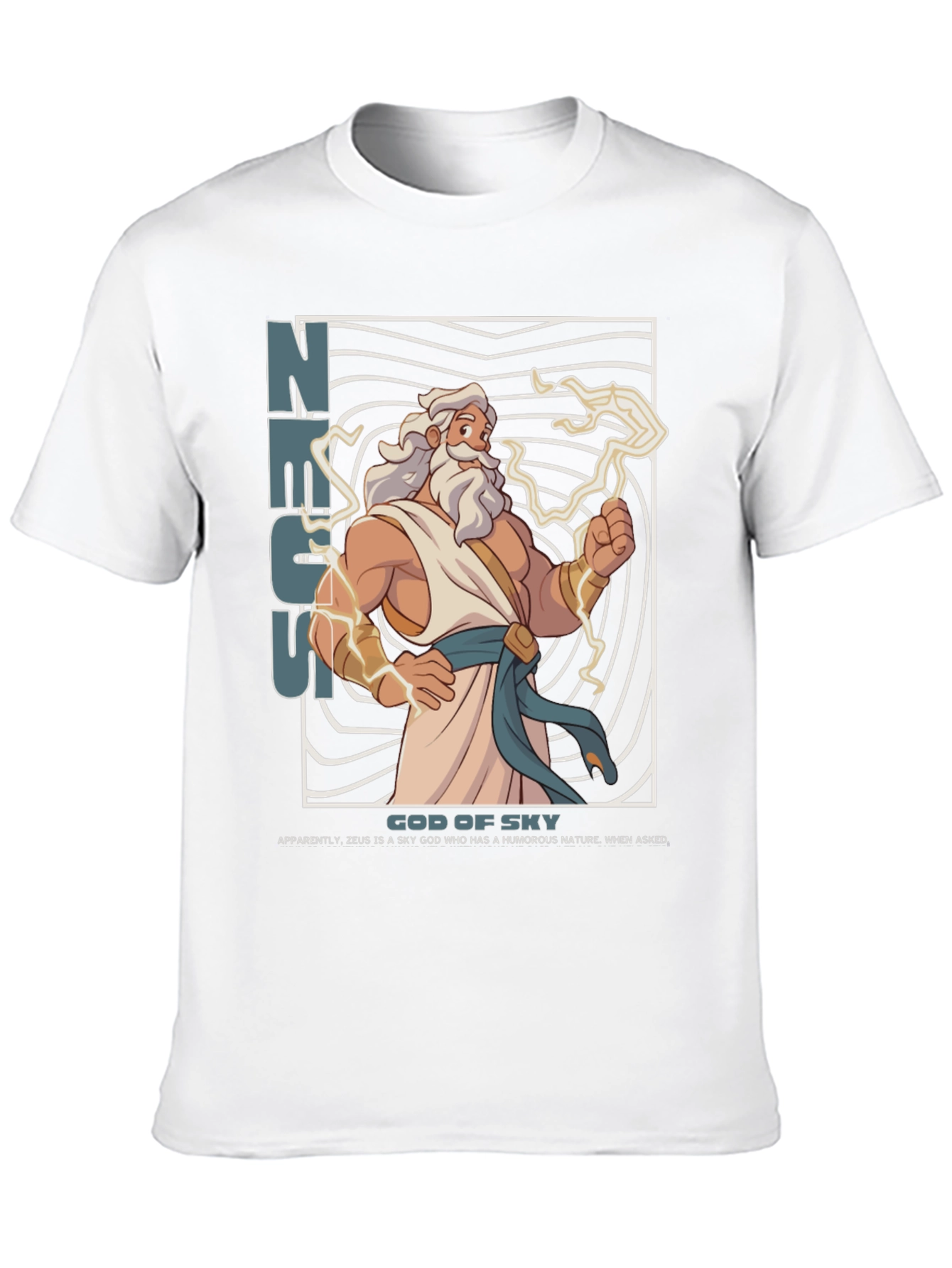 Zeus God of Sky Graphic T-Shirt - Black