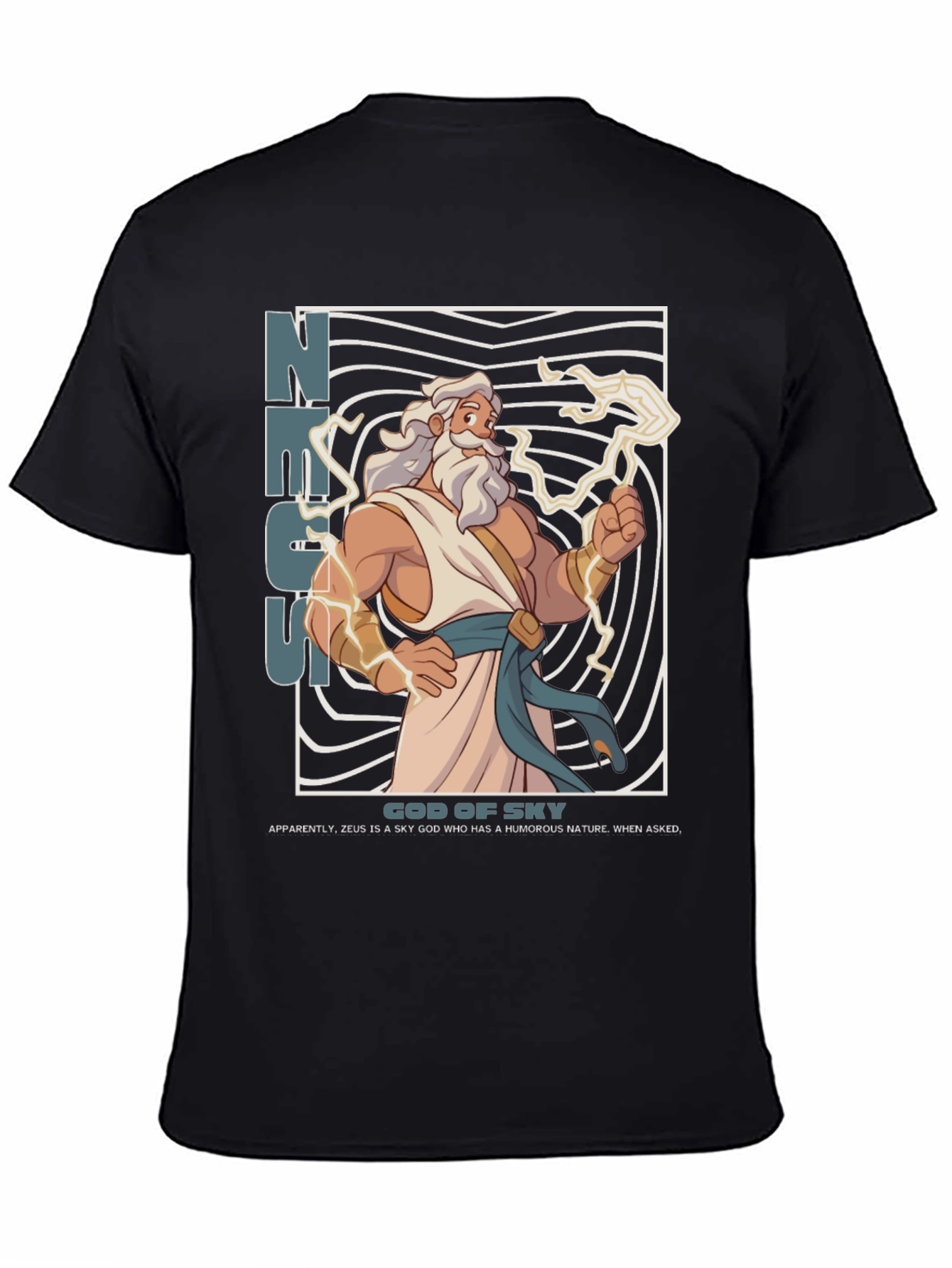Zeus God of Sky Graphic T-Shirt - Black