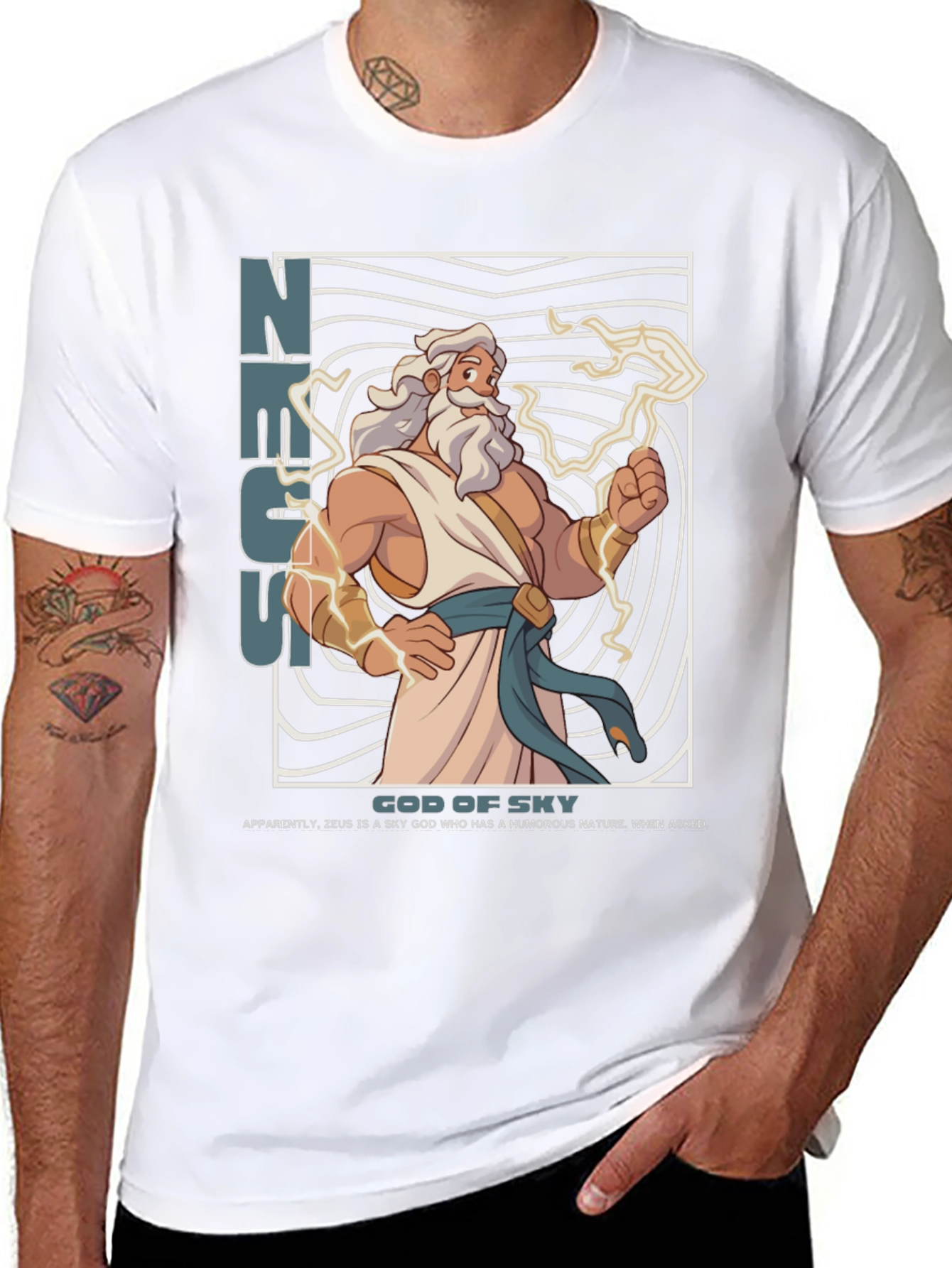 Zeus God of Sky Graphic T-Shirt - Black