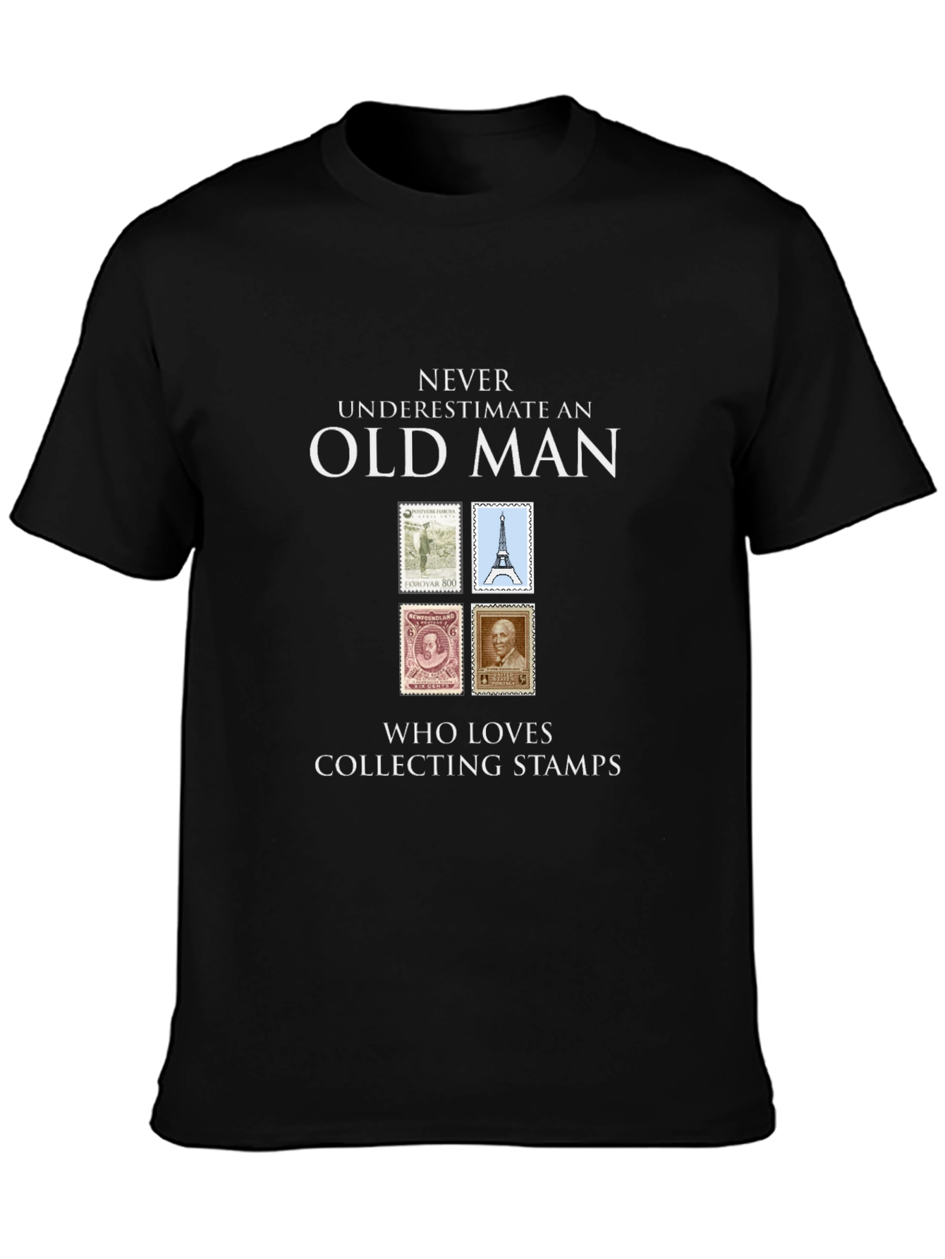 Old Man Stamp Collector Graphic T-Shirt