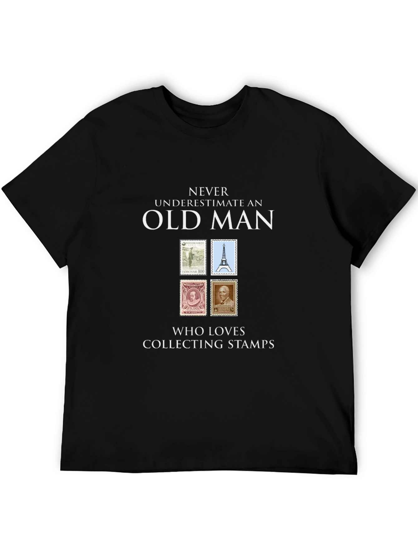 Old Man Stamp Collector Graphic T-Shirt