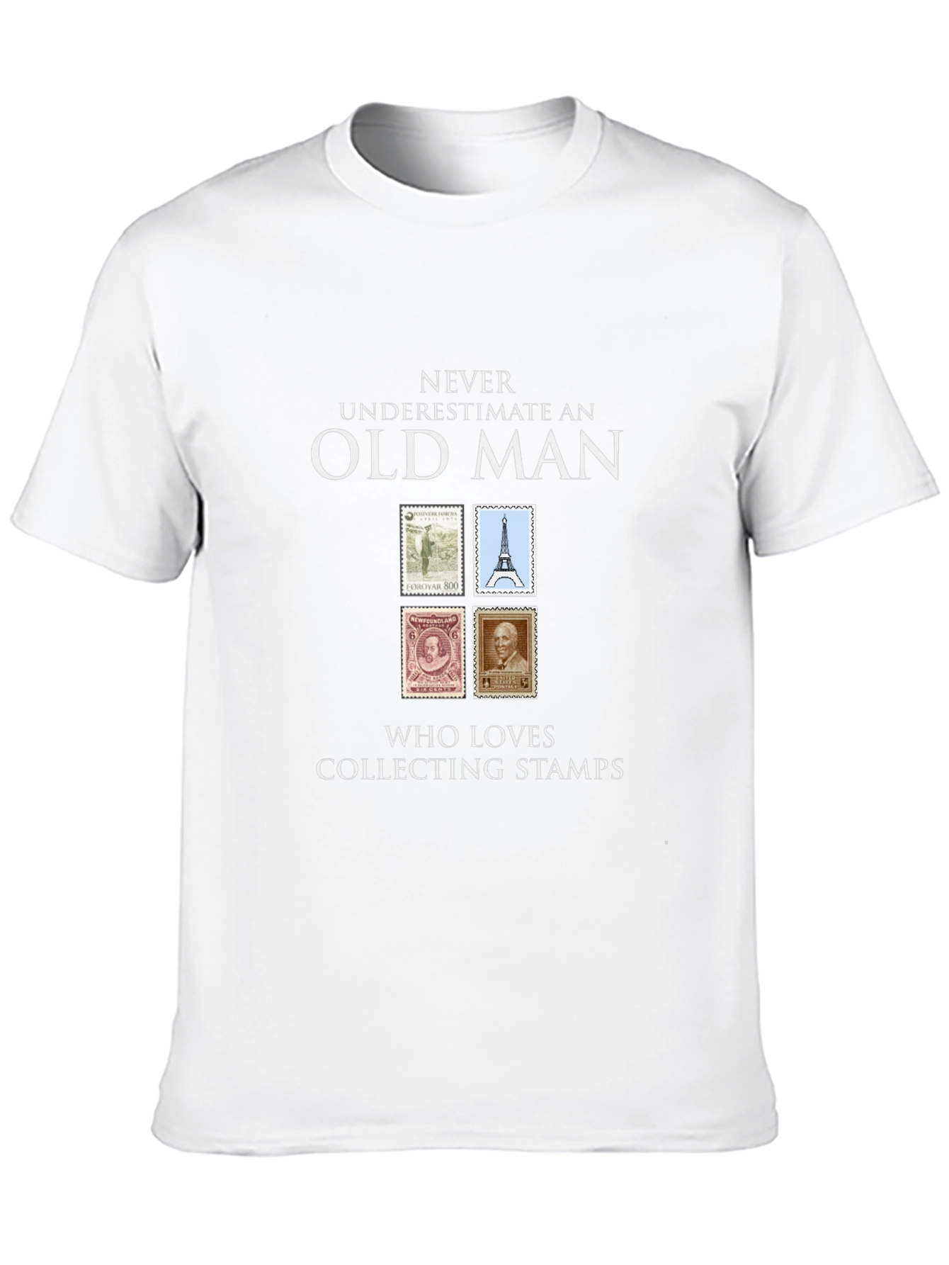Old Man Stamp Collector Graphic T-Shirt