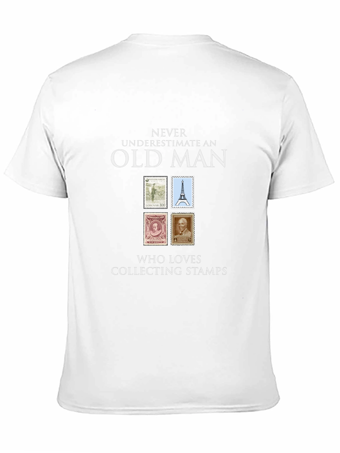 Old Man Stamp Collector Graphic T-Shirt