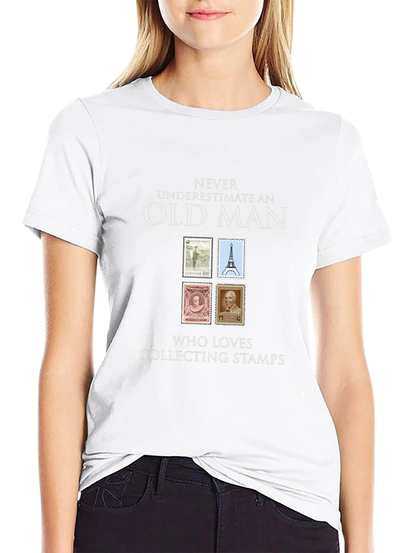 Old Man Stamp Collector Graphic T-Shirt