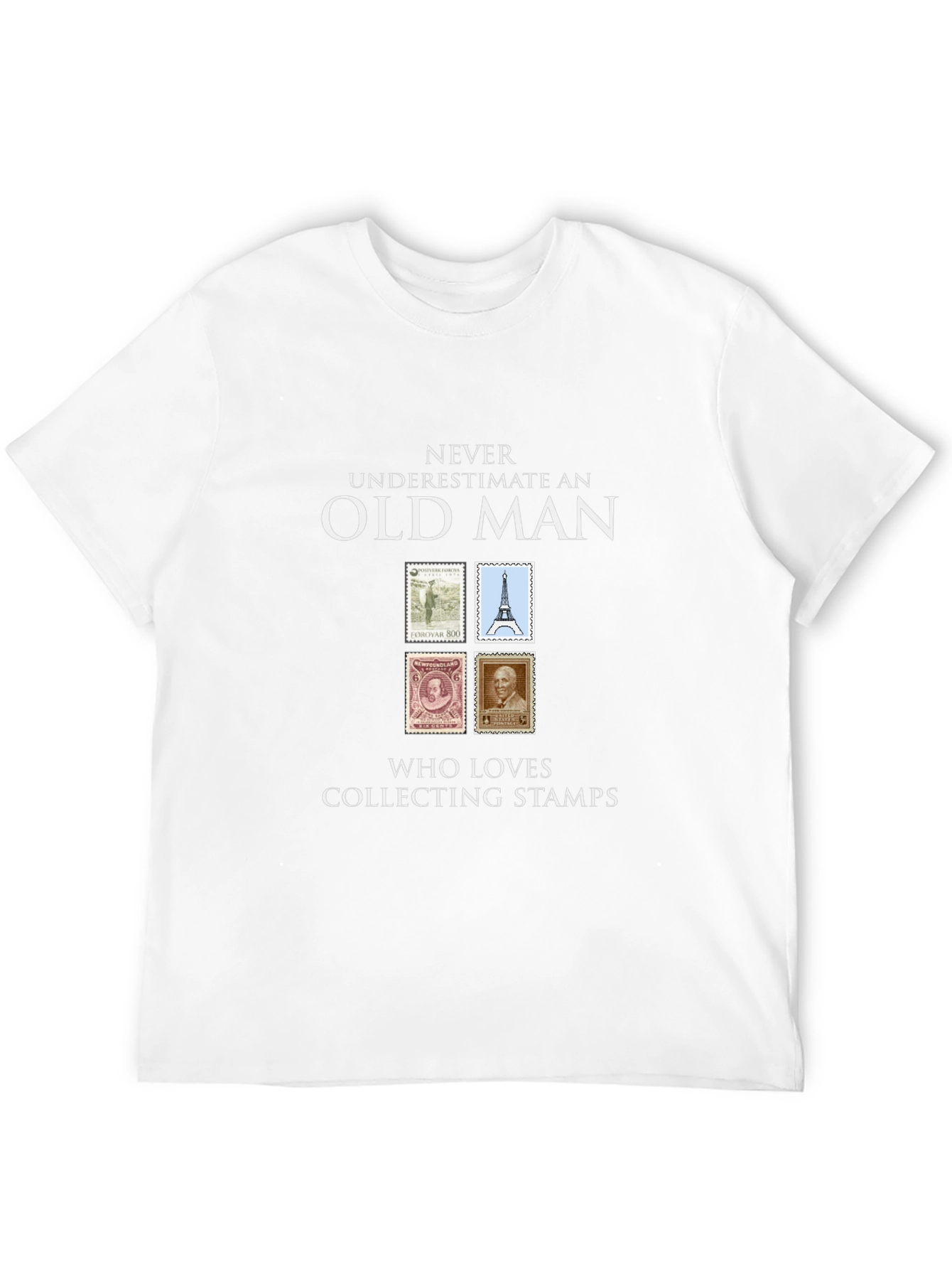 Old Man Stamp Collector Graphic T-Shirt
