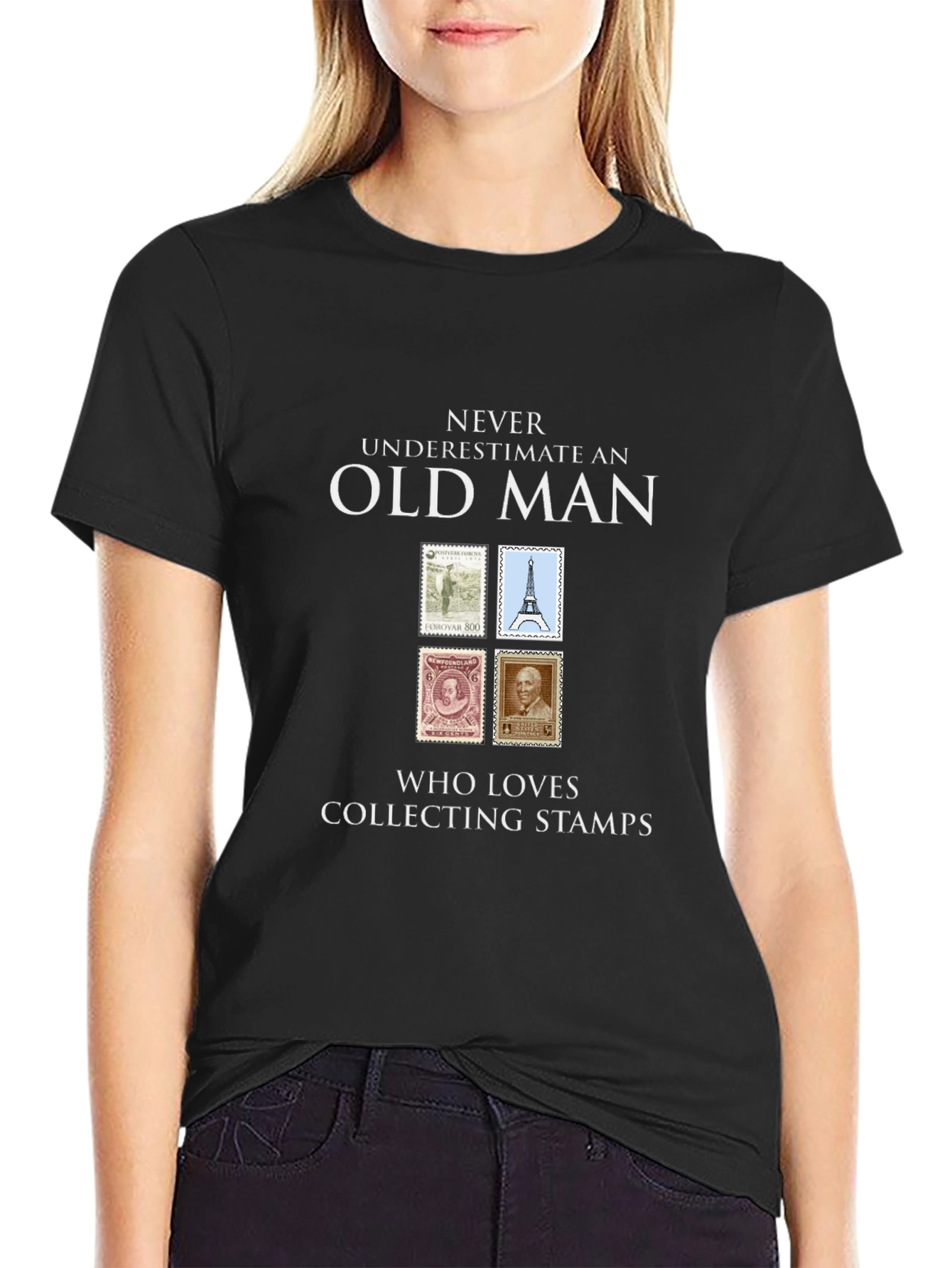 Old Man Stamp Collector Graphic T-Shirt