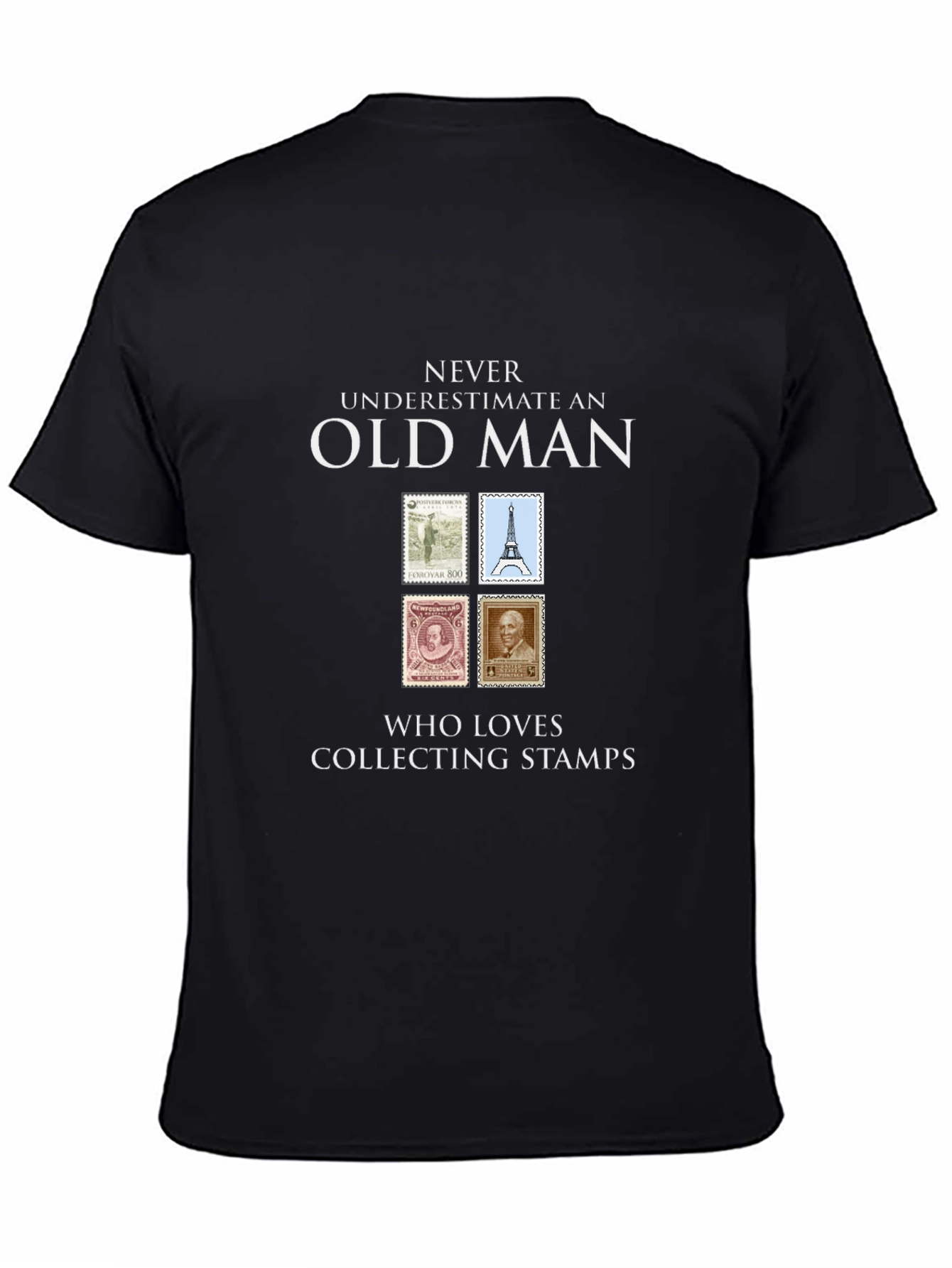 Old Man Stamp Collector Graphic T-Shirt