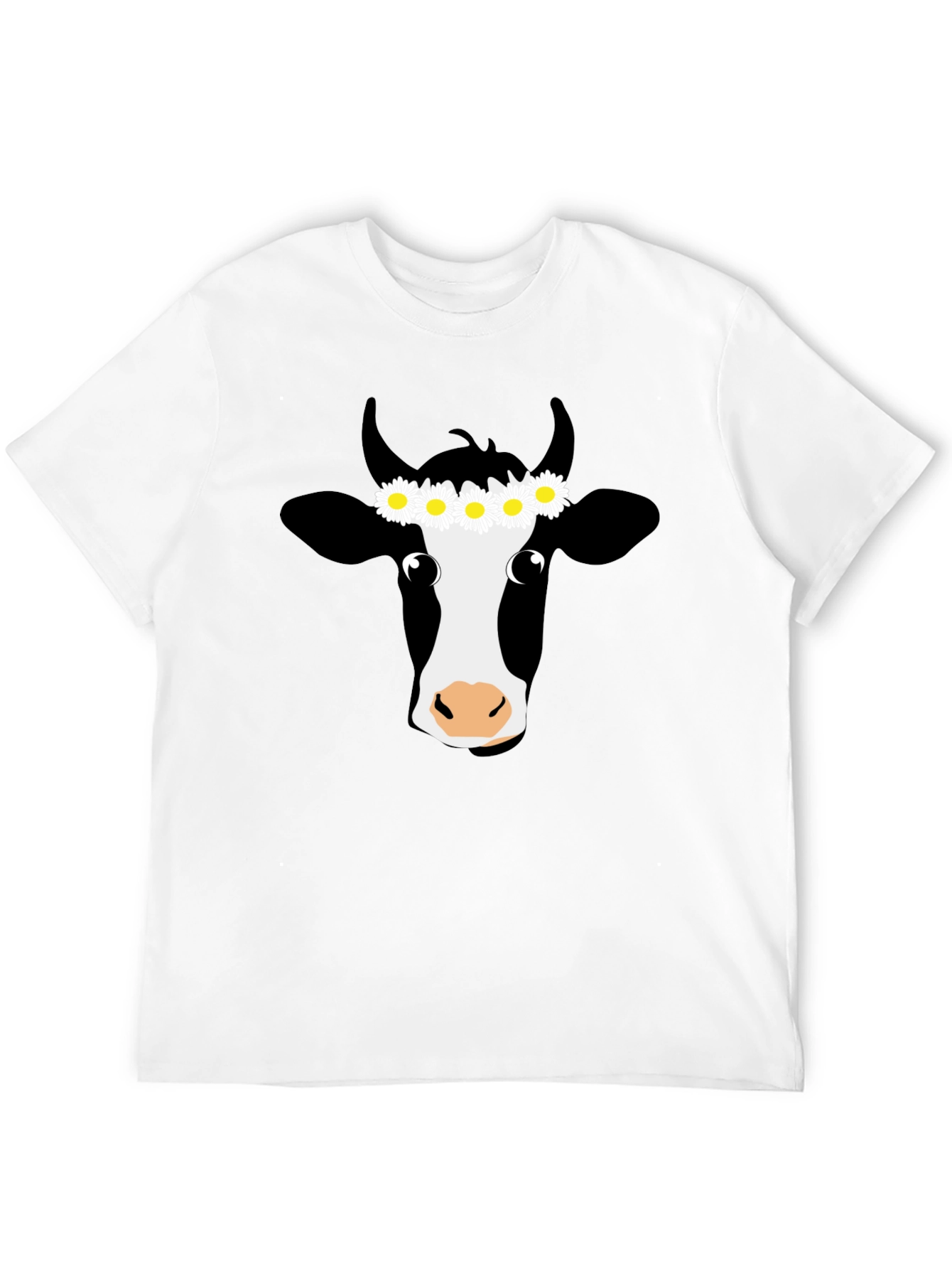 Daisy Cow Graphic Tee - Black Cotton T-Shirt