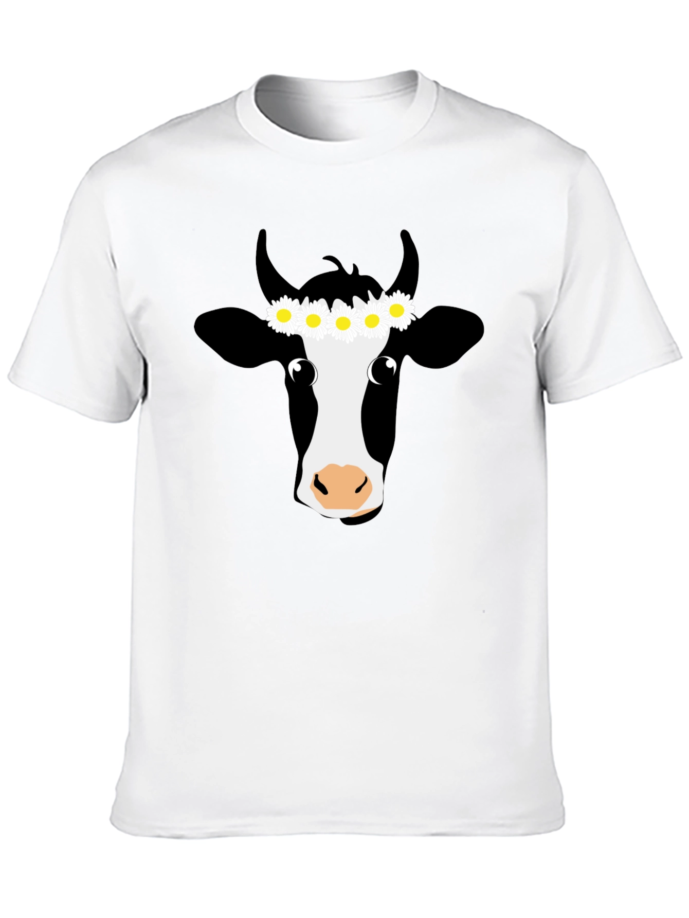 Daisy Cow Graphic Tee - Black Cotton T-Shirt