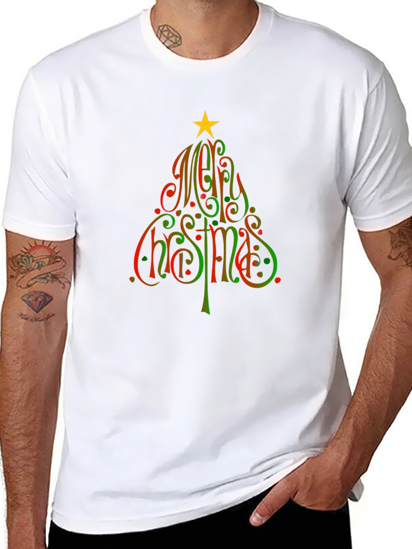 Festive Merry Christmas Tree Graphic T-Shirt