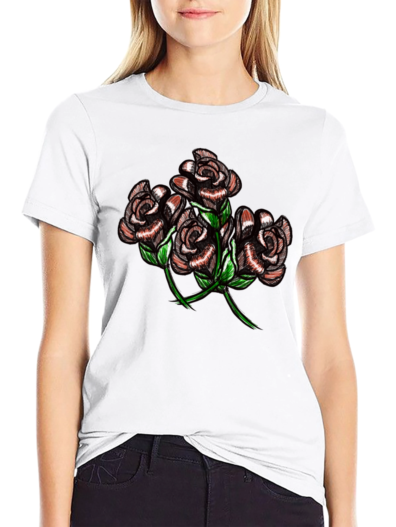 Black Rose Graphic Tee - Mens Casual T-Shirt