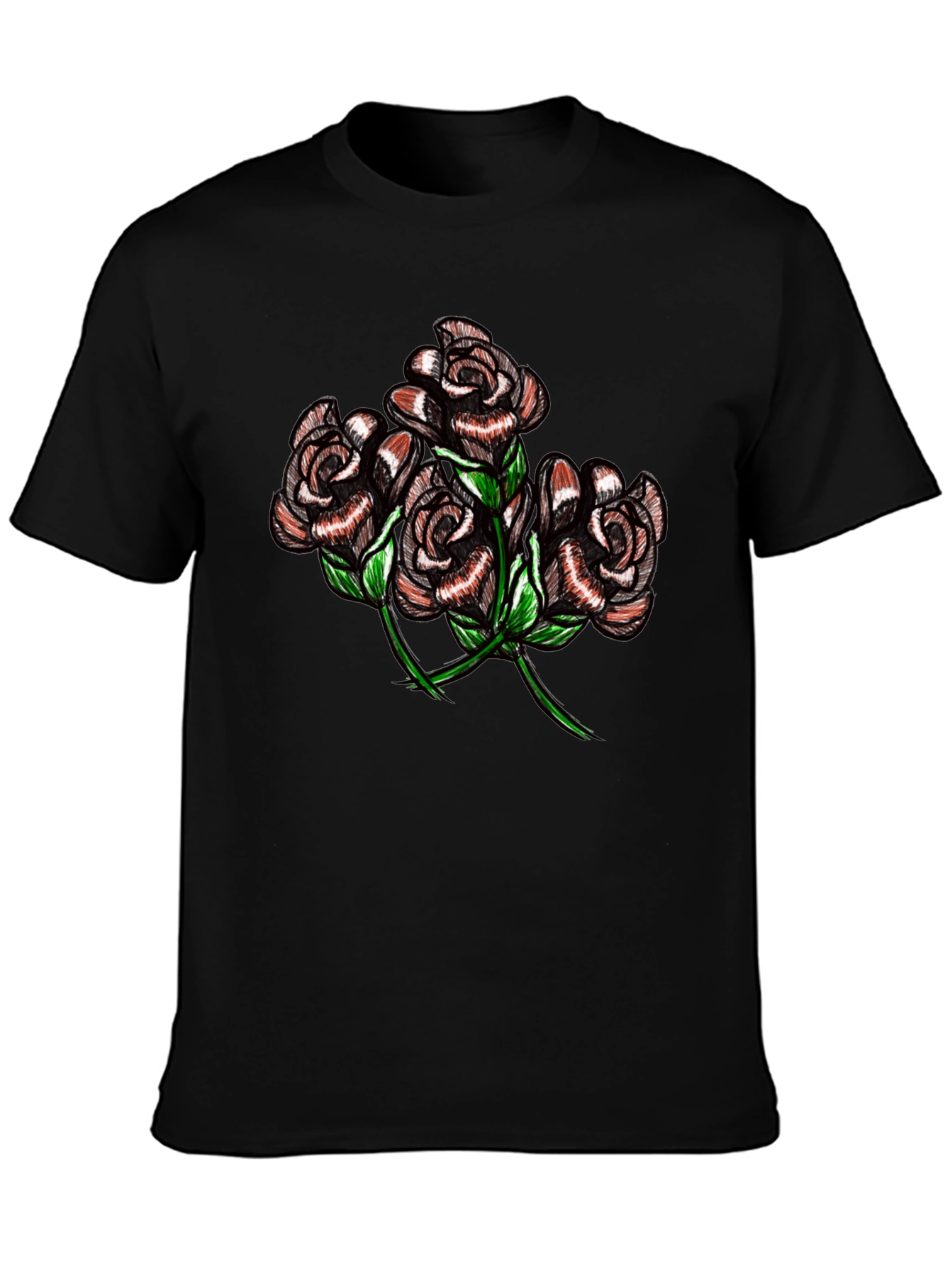 Black Rose Graphic Tee - Mens Casual T-Shirt